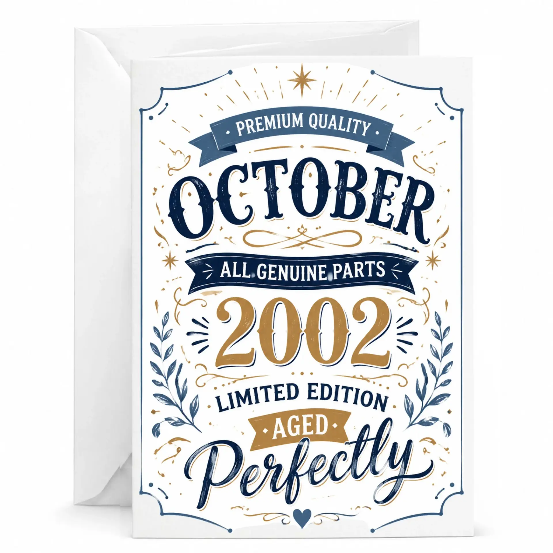 Greeting Card for October 2002 Birthday Anniversary All Genuine Parts Aged Perfectly Vintage Style Stationary