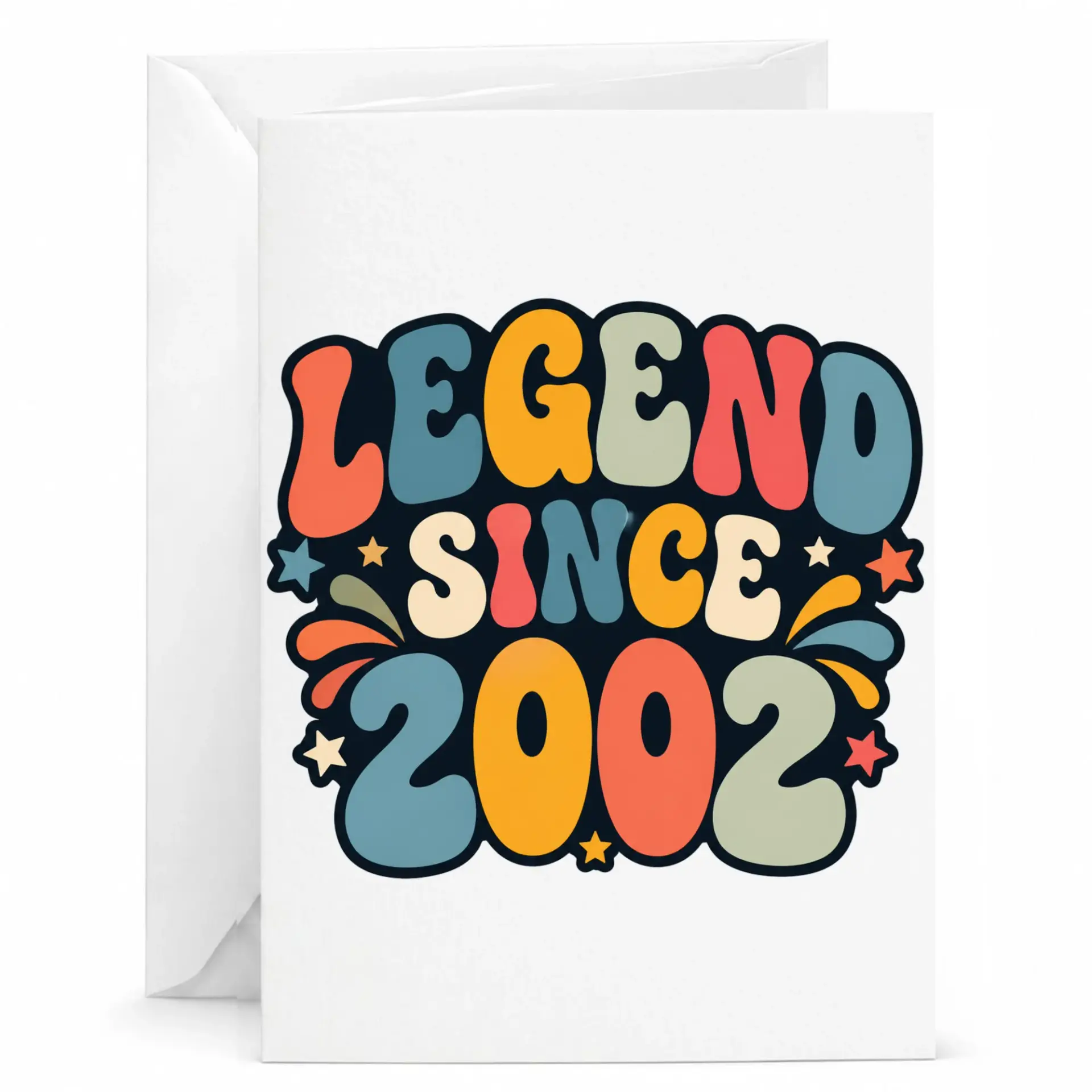 Birthday Card Legend Since 2002 Retro Style Greeting Card for Milestone Celebration with Matching Envelope 5x7 Inch