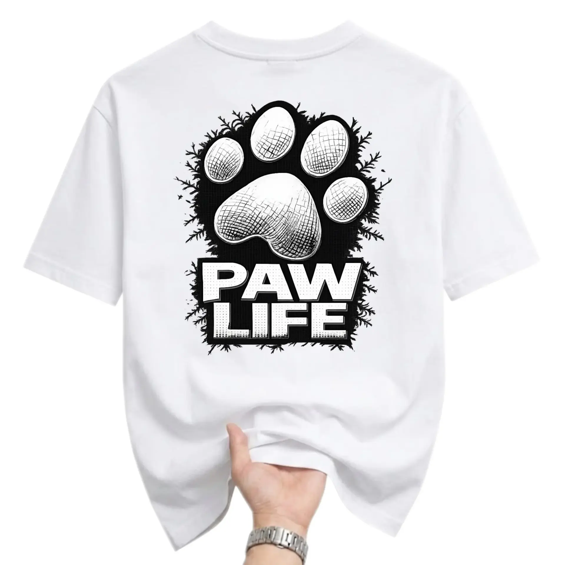 Funny Shirt Paw Life Graphic Tee Unisex Casual Crew Neck Top for Lovers