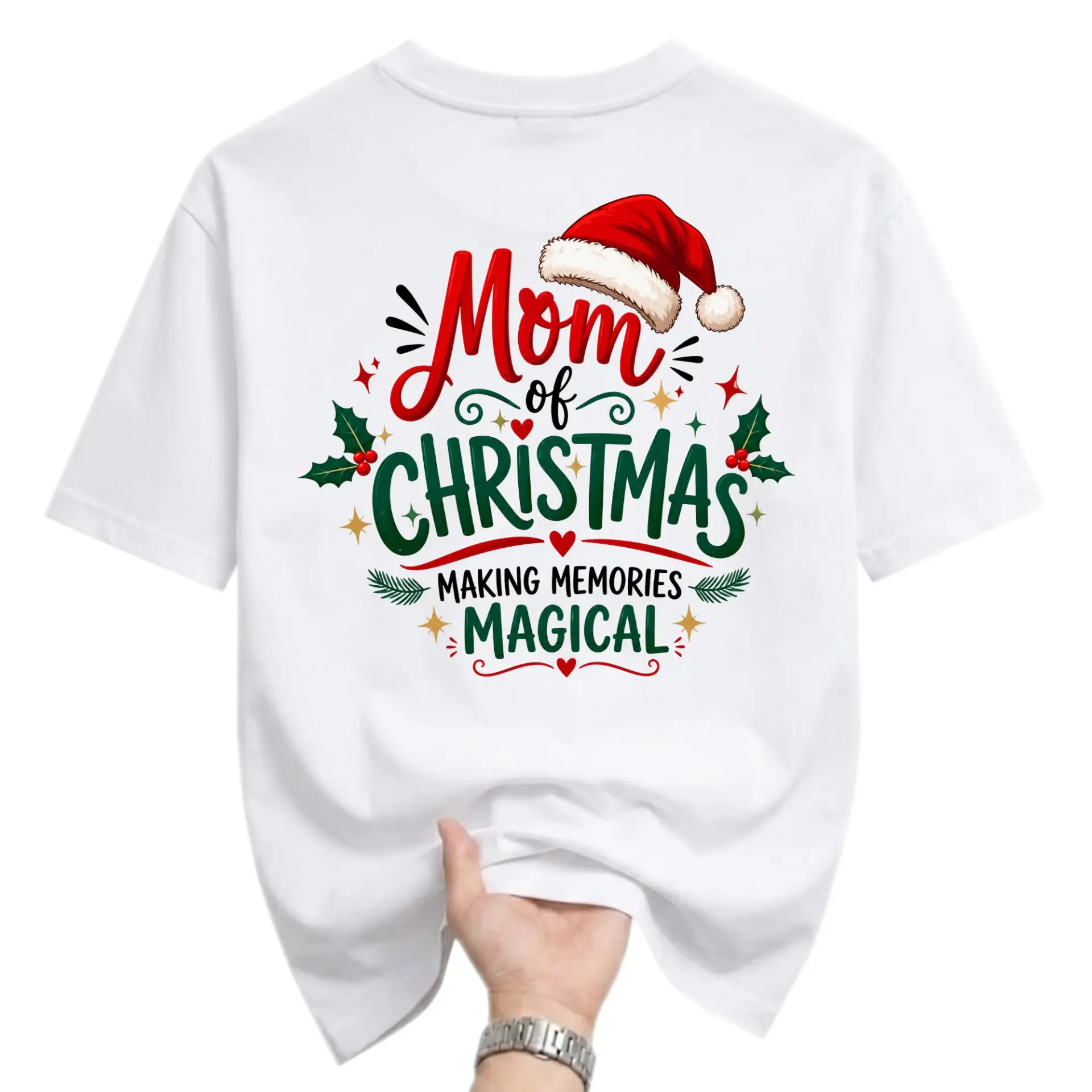 Graphic Tee Mom of Christmas Making Memories Magical Holiday Unisex Shirt Soft Cotton Casual Crew Neck Apparel