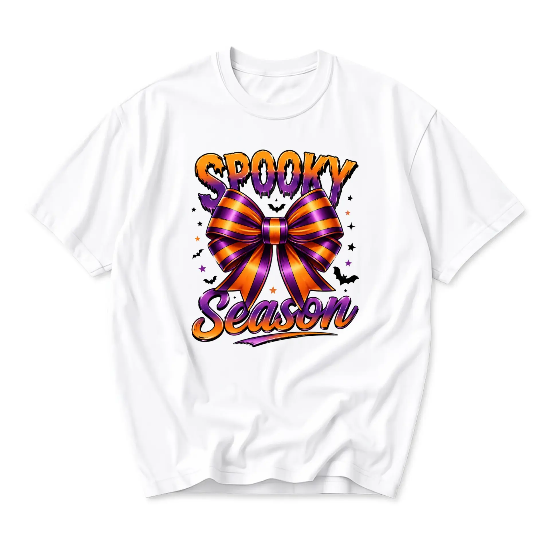 Funny Shirt Spooky Season Halloween Bow Unisex Graphic Printed T-Shirt Casual Everyday Short Sleeve Cotton Tee
