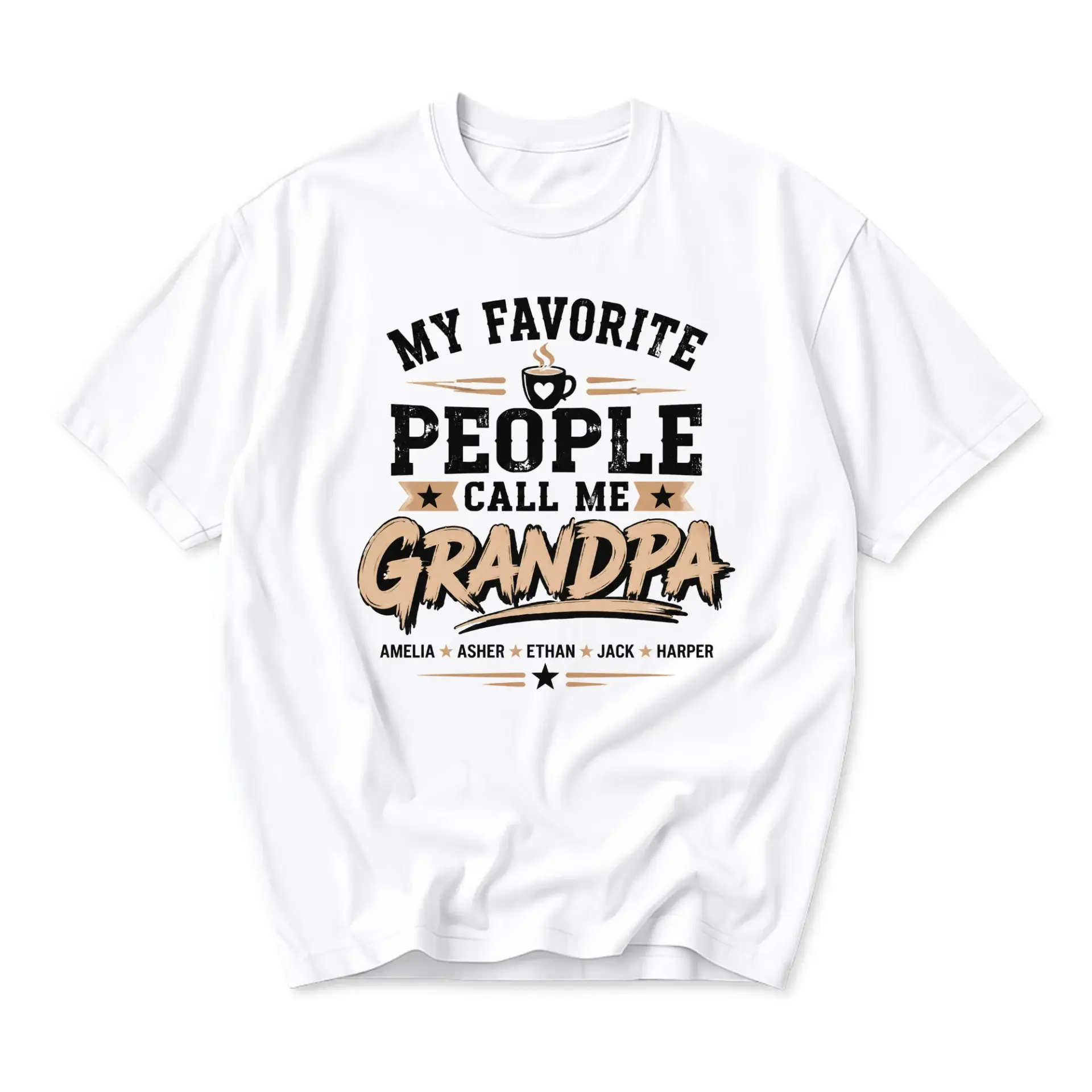 Funny Shirt My Favorite People Call Me Grandpa Graphic Tee Custom Family Names Gift Idea for Grandfathers Unisex Top