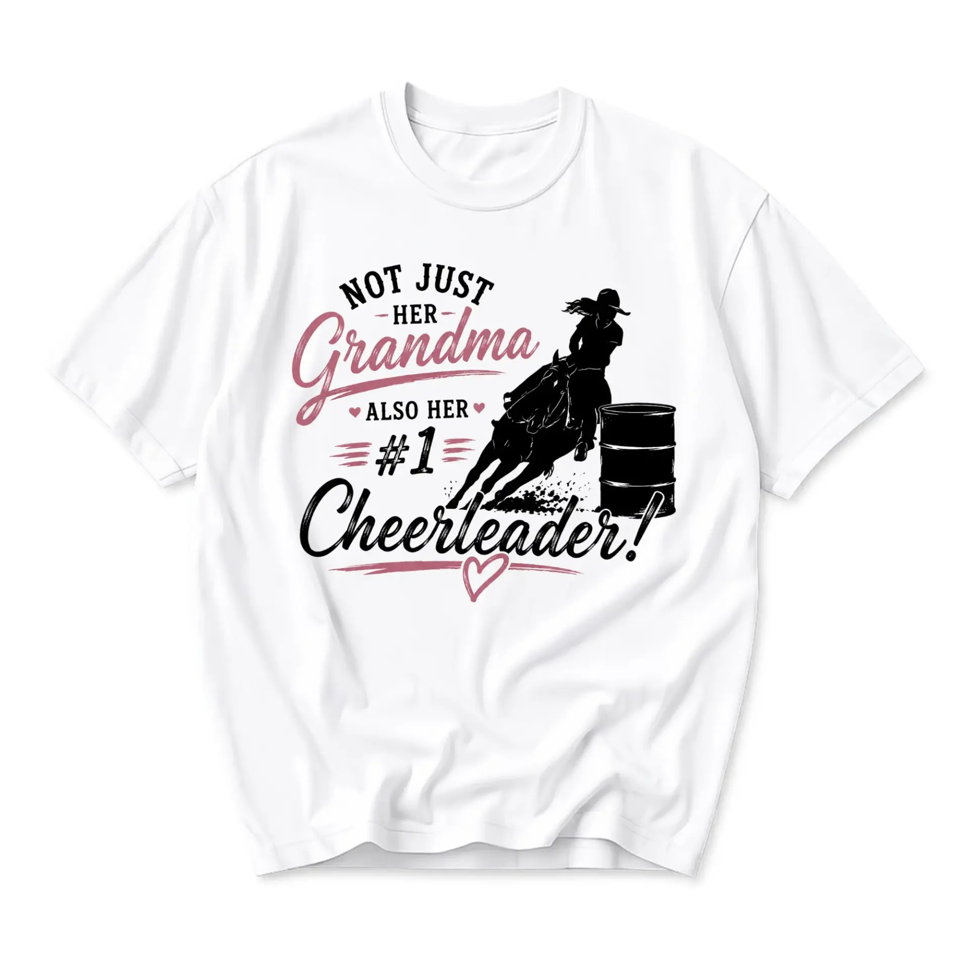 Graphic Tee Not Just Her Grandma Also Her Number One Cheerleader Horse Barrel Racing Equestrian Unisex Crew Neck Shirt