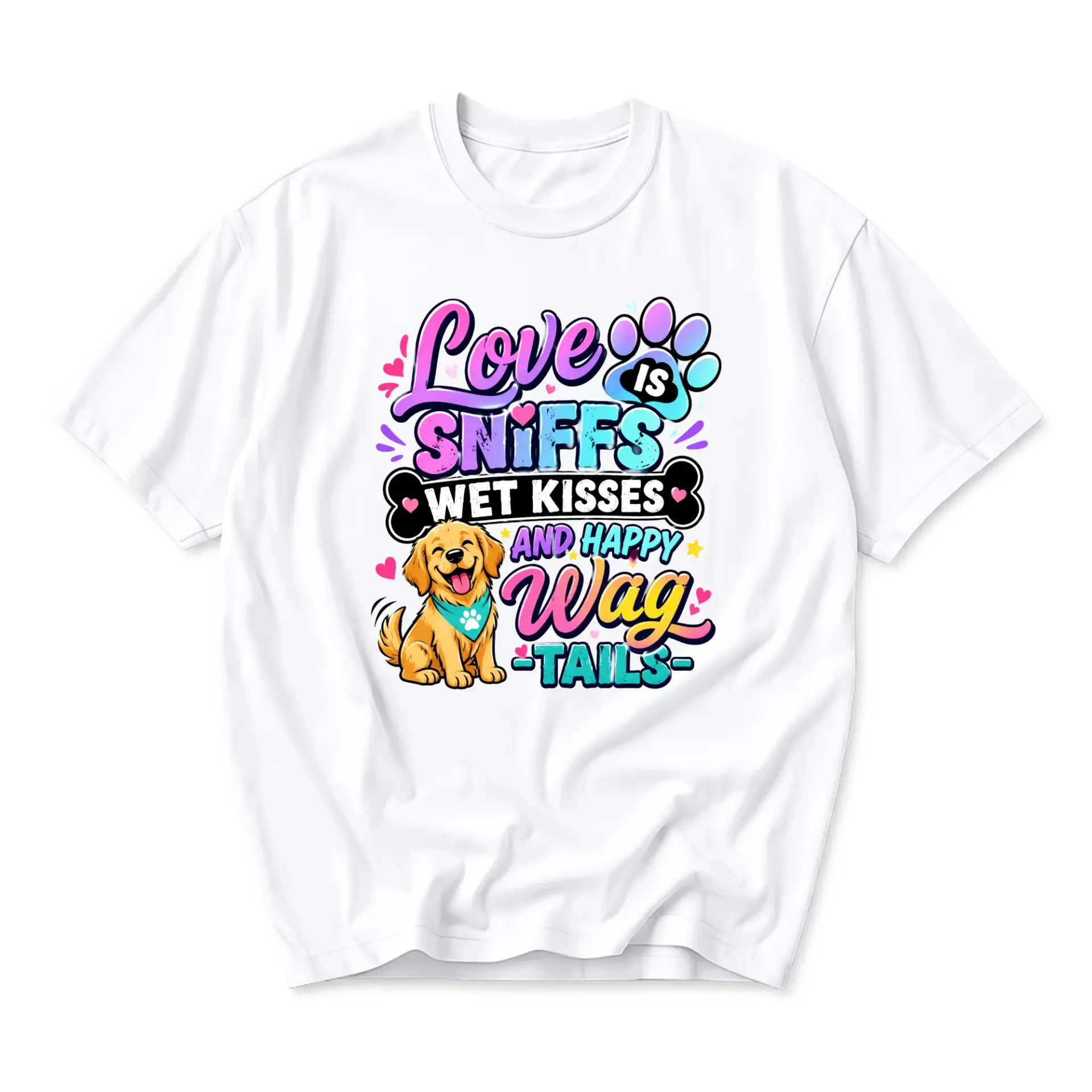Funny Shirt Love Is Sniffs Wet Kisses and Happy Wag Tails Graphic Tee for
