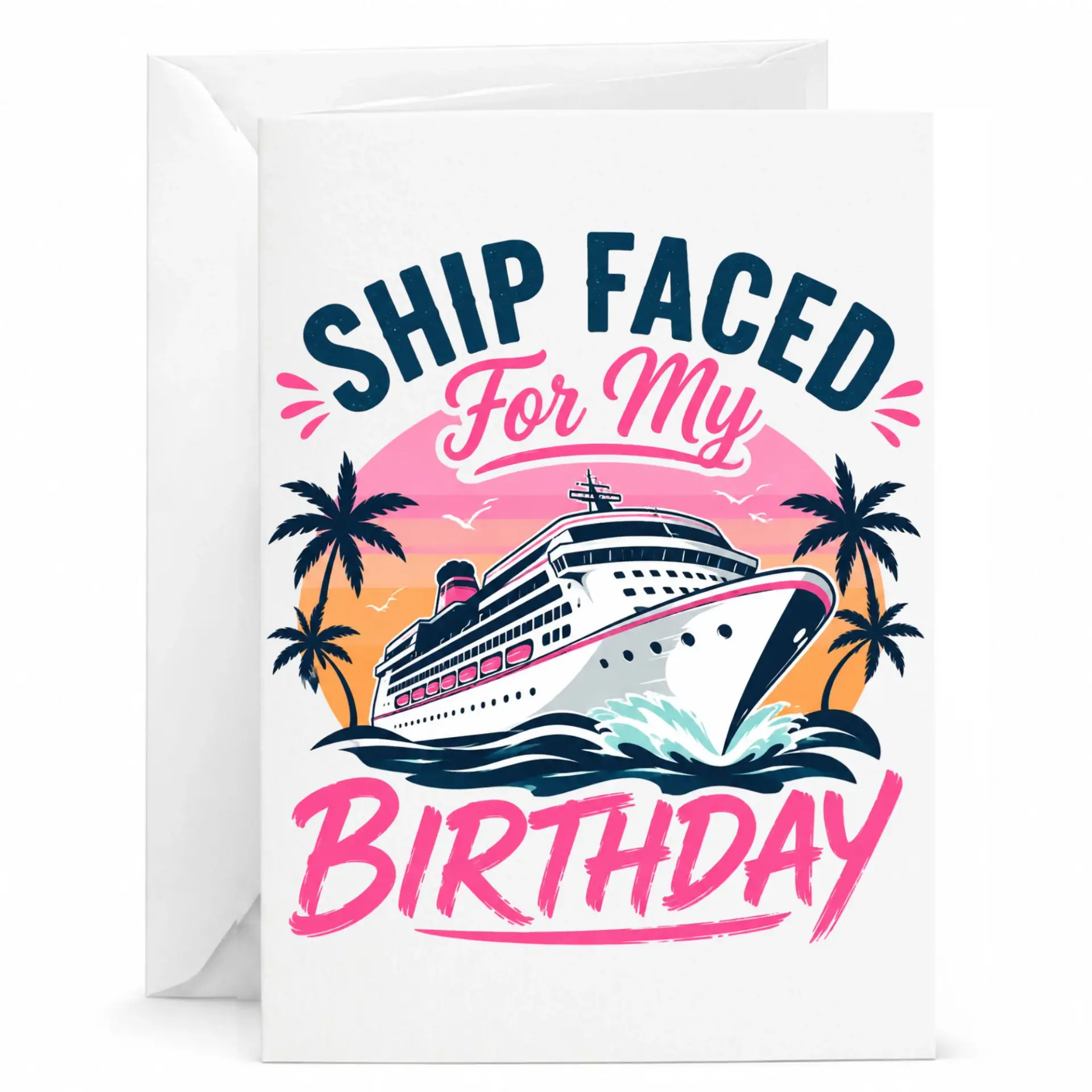 Funny Cruise Ship Birthday Card for Vacation Lovers Novelty Greeting Card with Matching White Envelope