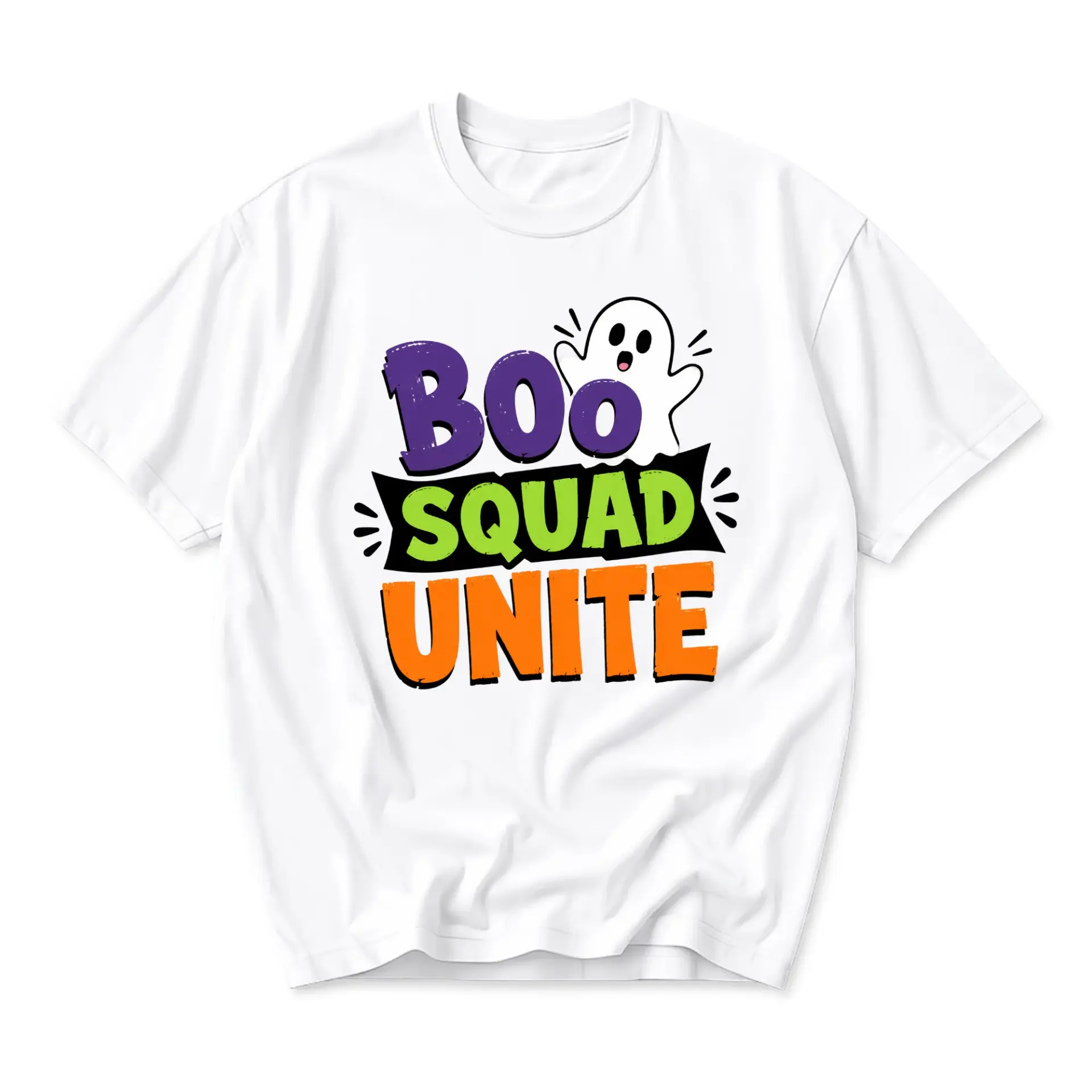 Funny Shirt Boo Squad Unite Graphic Tee Halloween Inspired Unisex Crew Neck Casual Everyday Wear Soft Cotton Top