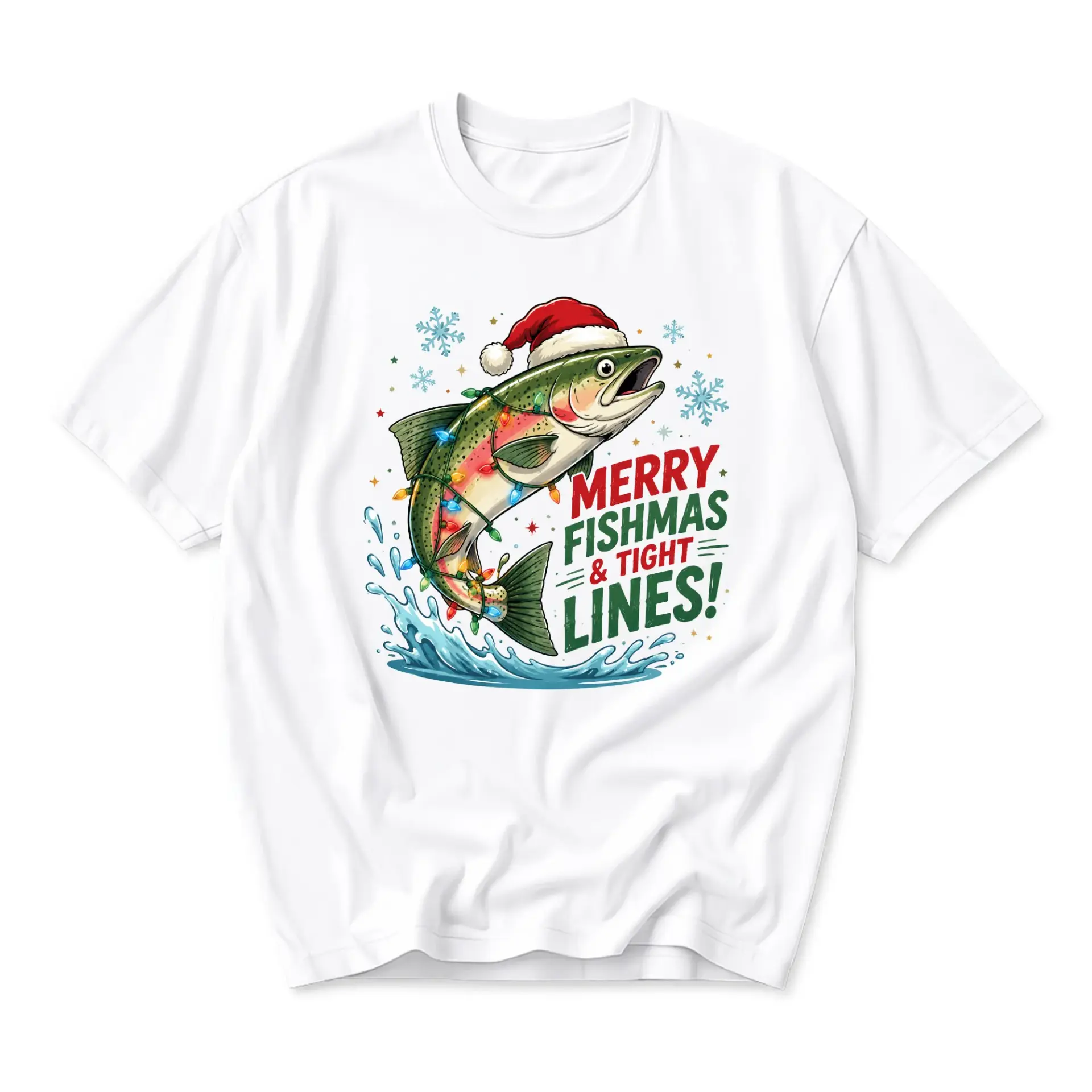 Funny Shirt Merry Fishmas and Graphic Tee Seasonal Holiday Fishing Apparel