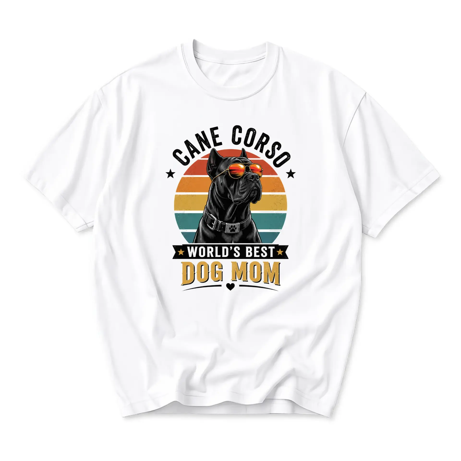 Graphic Tee Cane Corso Dog Mom Shirt Retro Style Unisex Casual Crew Neck Top Soft Cotton Everyday Apparel for Pet Lovers