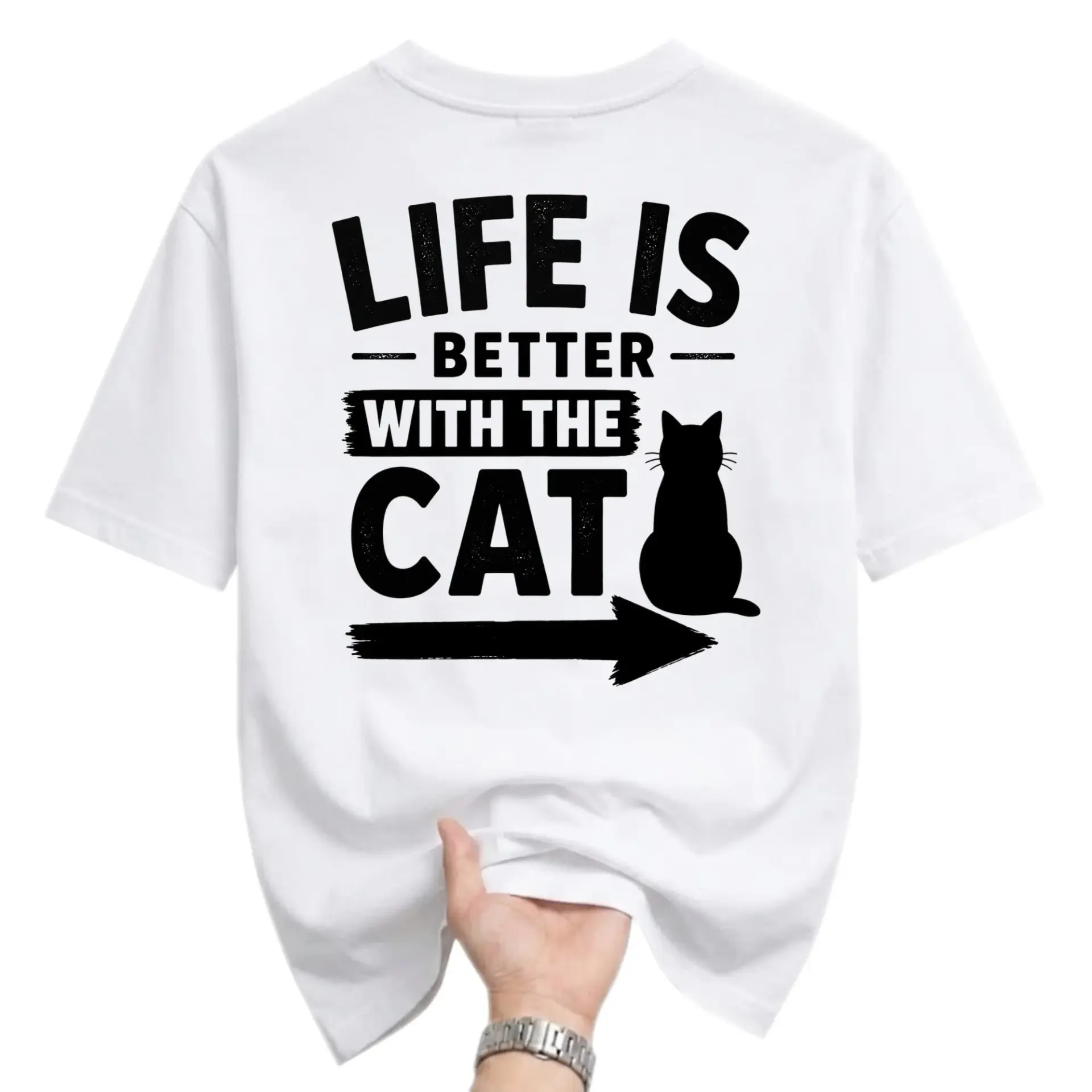 Funny Shirt Life Is Better with the Cat Unisex Graphic Printed T-Shirt Casual Everyday Apparel for Animal Lovers