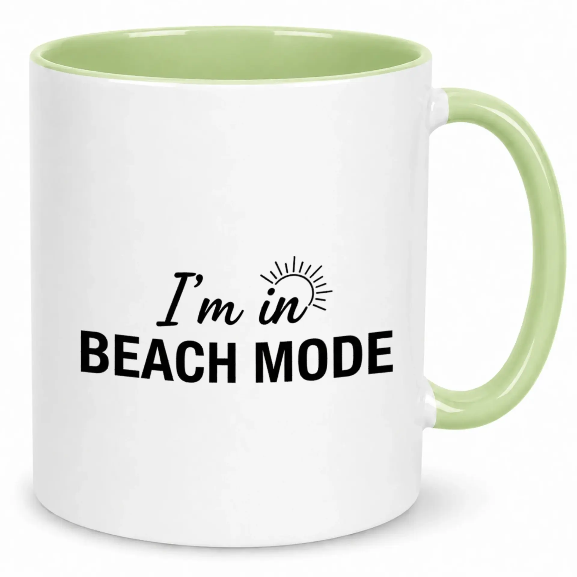 Funny Beach Mode Coffee Mug, Premium Ceramic Vacation Themed Drinkware with Sun Design, Ideal Gift for Summer Lovers, 11oz or 15oz Capacity