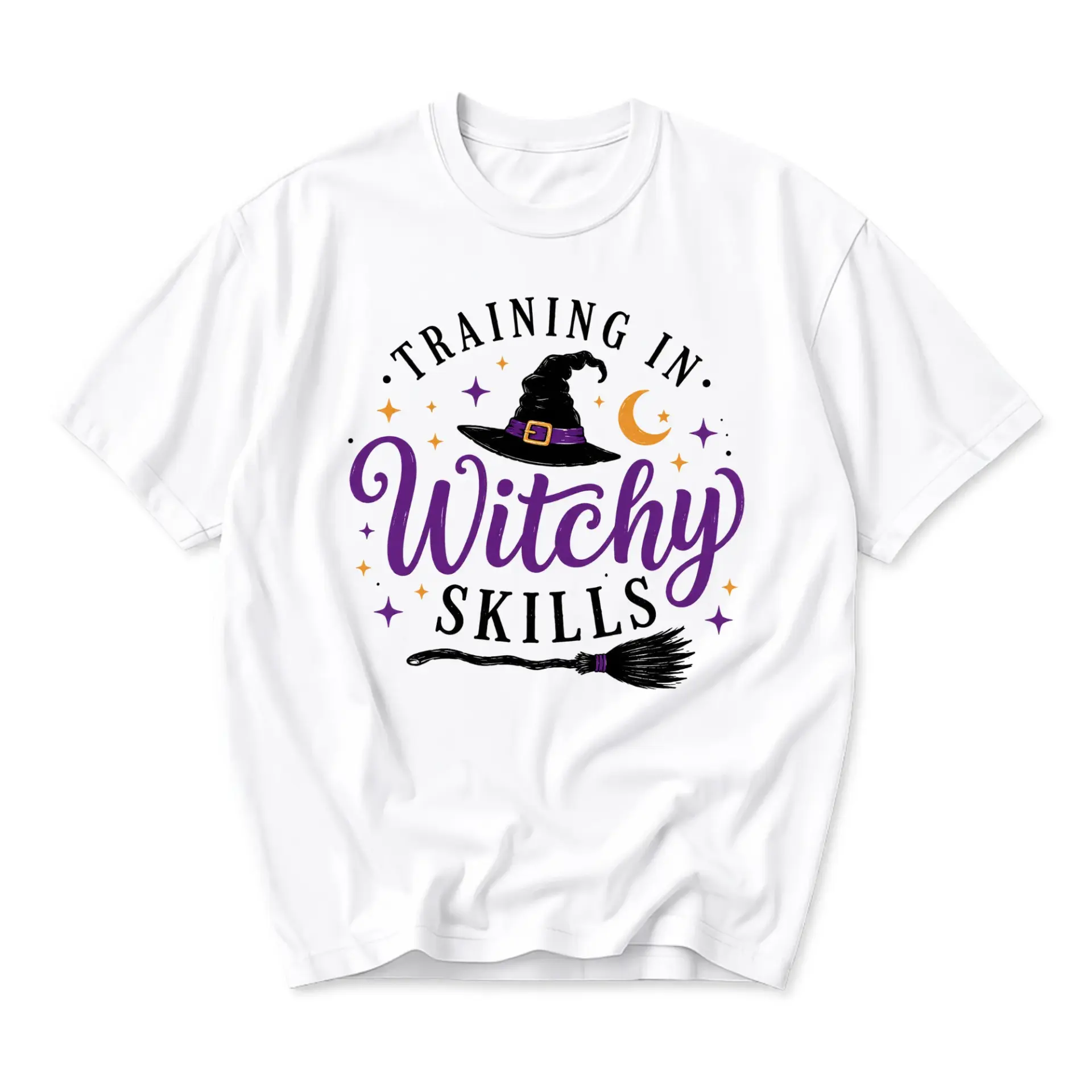 Funny Shirt Training in Witchy Skills Graphic Printed Unisex T-Shirt Seasonal Casual Apparel for Everyday Comfort
