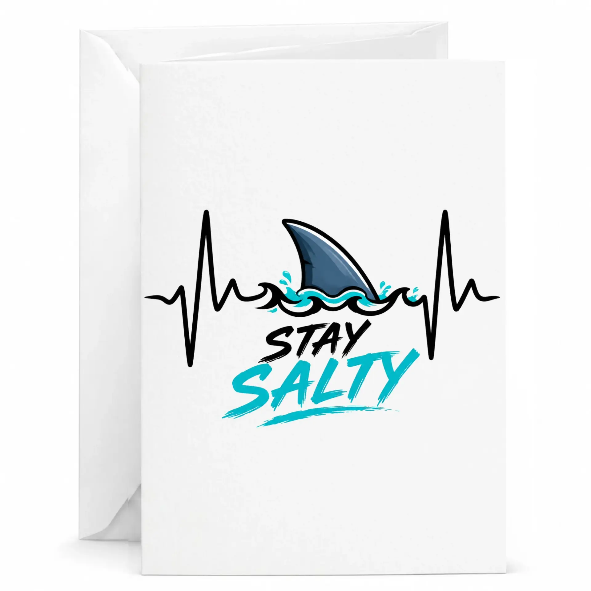 Funny Greeting Card Shark Fin Ocean Theme Design for Birthday Anniversary Encouragement