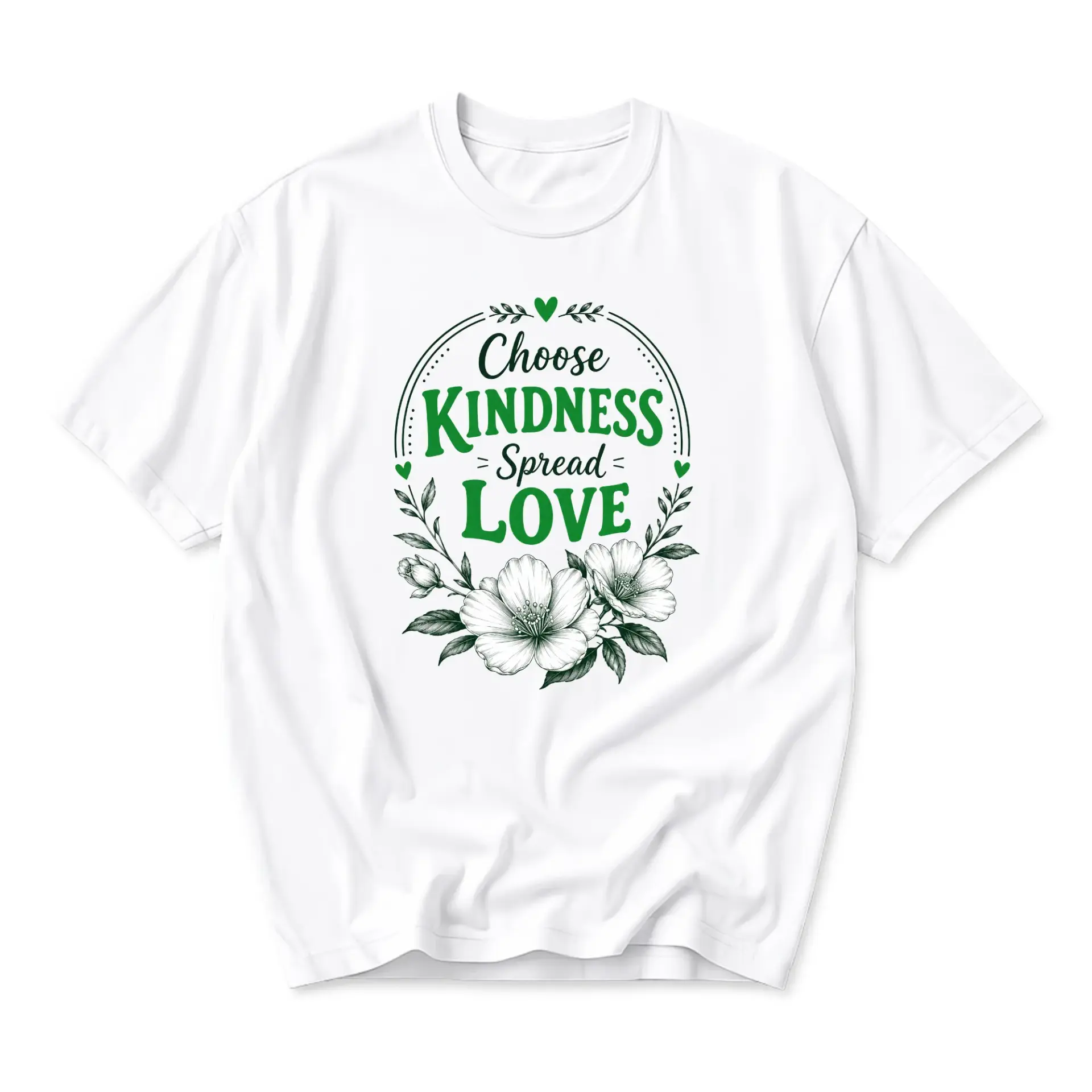 Graphic Tee Choose Kindness Floral Print Unisex Crew Neck Shirt for Casual Everyday Wear and Self Expression