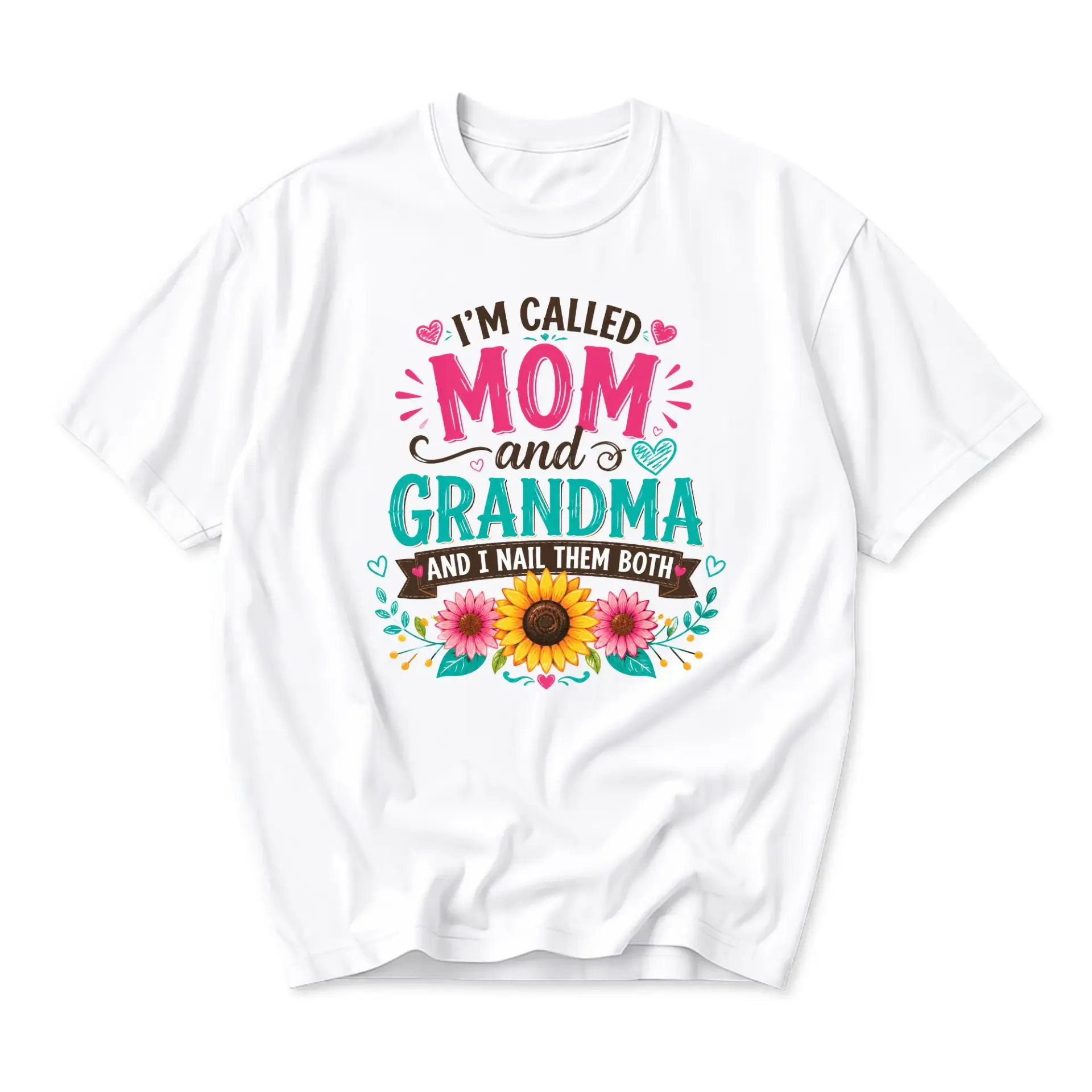 Funny Shirt I Am Called Mom and Grandma Slogan Graphic Tee Floral Design Comfortable Unisex Casual Crew Neck Top
