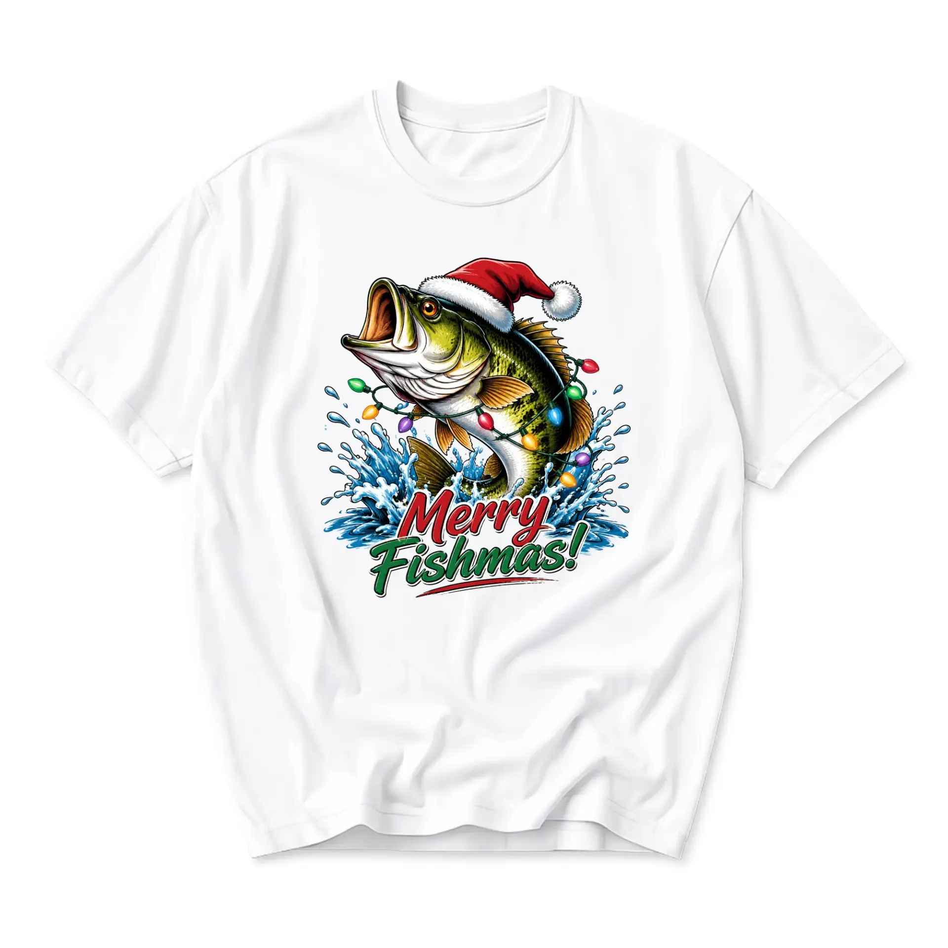 Funny Shirt Merry Fishmas Holiday Graphic Tee Featuring a Festive Fish