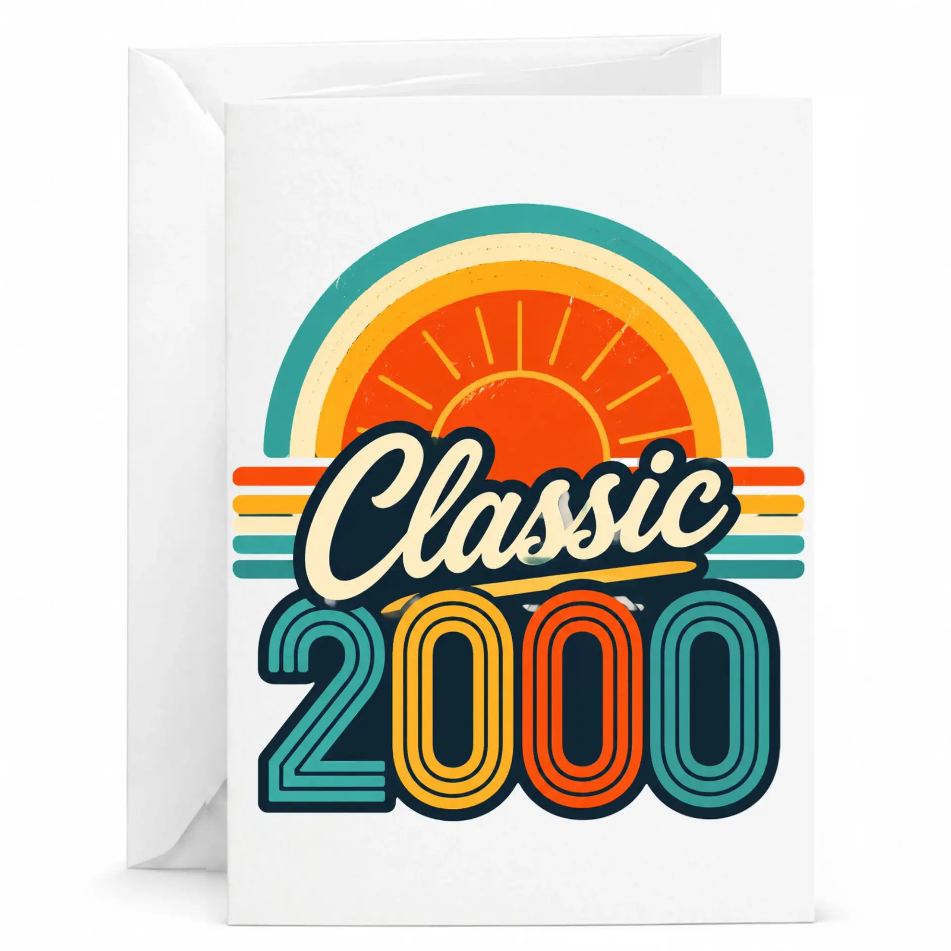 Birthday Card Classic 2000 Retro Vintage Style Printed Greeting Card with Matching Envelope for Milestone Celebrations