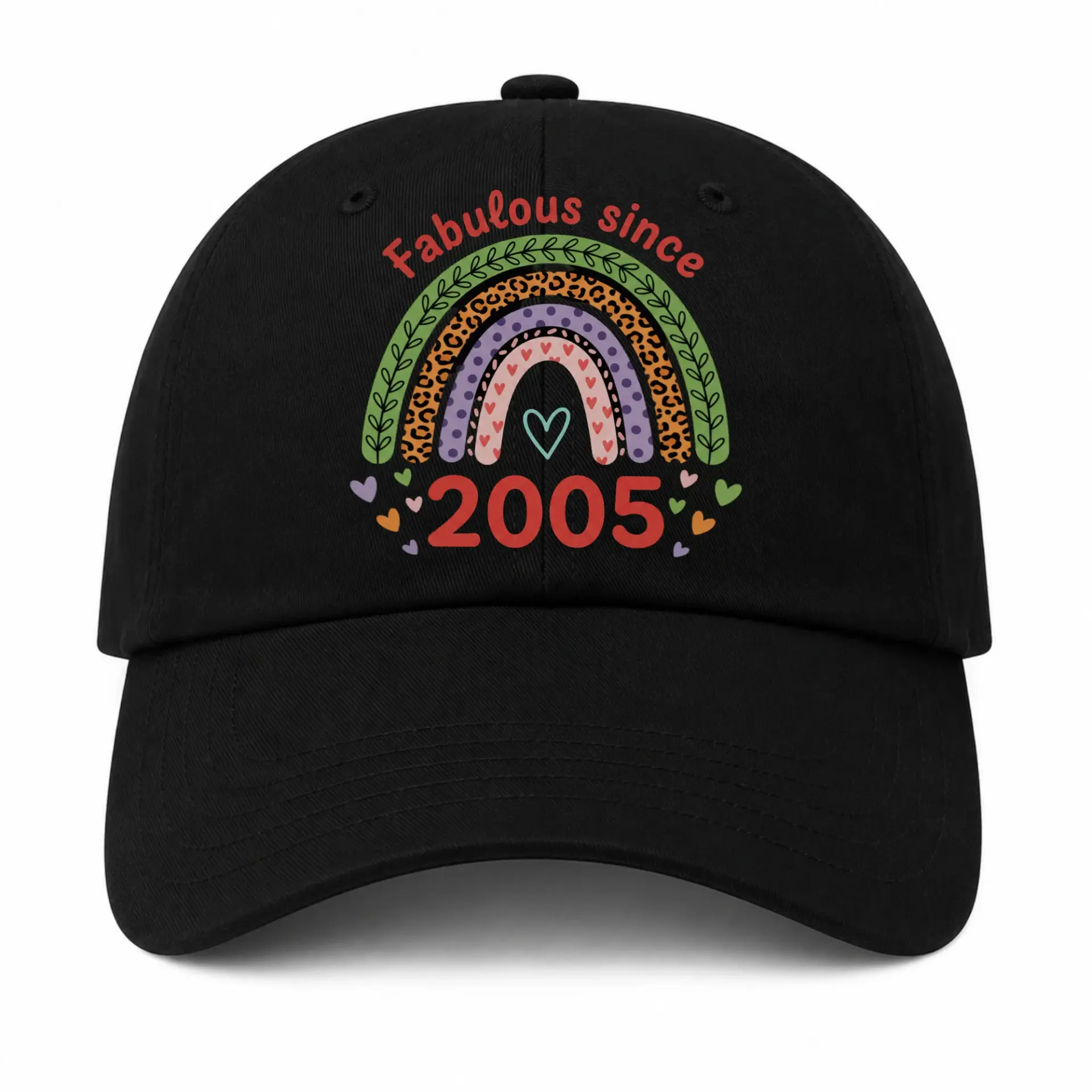 Baseball Cap Fabulous Since 2005 Boho Rainbow Embroidered Dad Hat