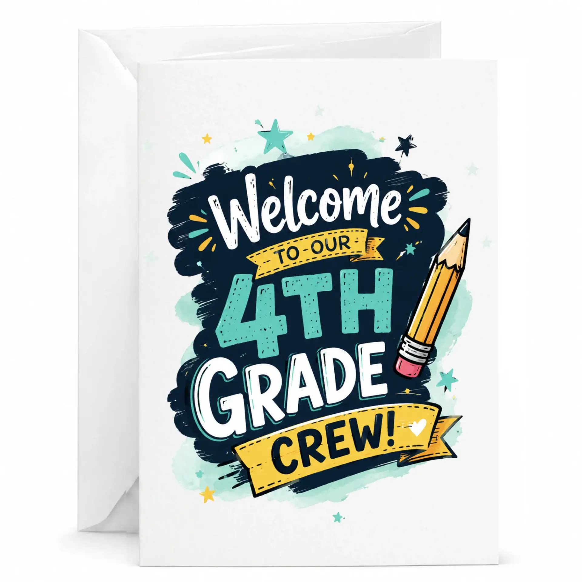 Greeting Card Welcome to Our 4th Crew Pencil Themed Stationery for Academic and Celebrations