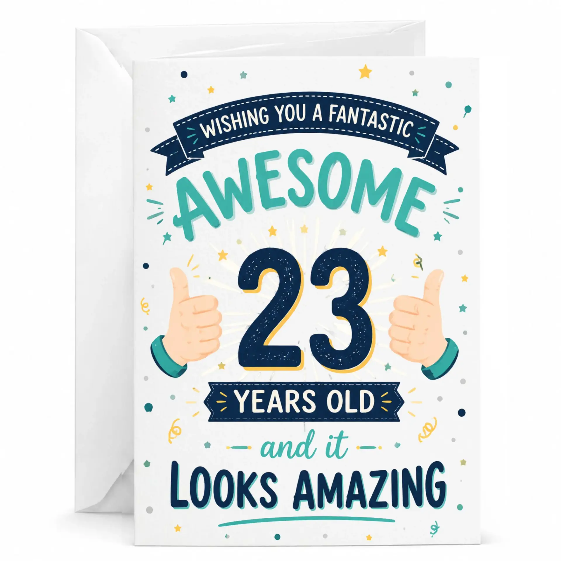 Birthday Card for 23rd Birthday Celebration Featuring Fun Thumbs up Graphic Design and Festive Typography for Milestone
