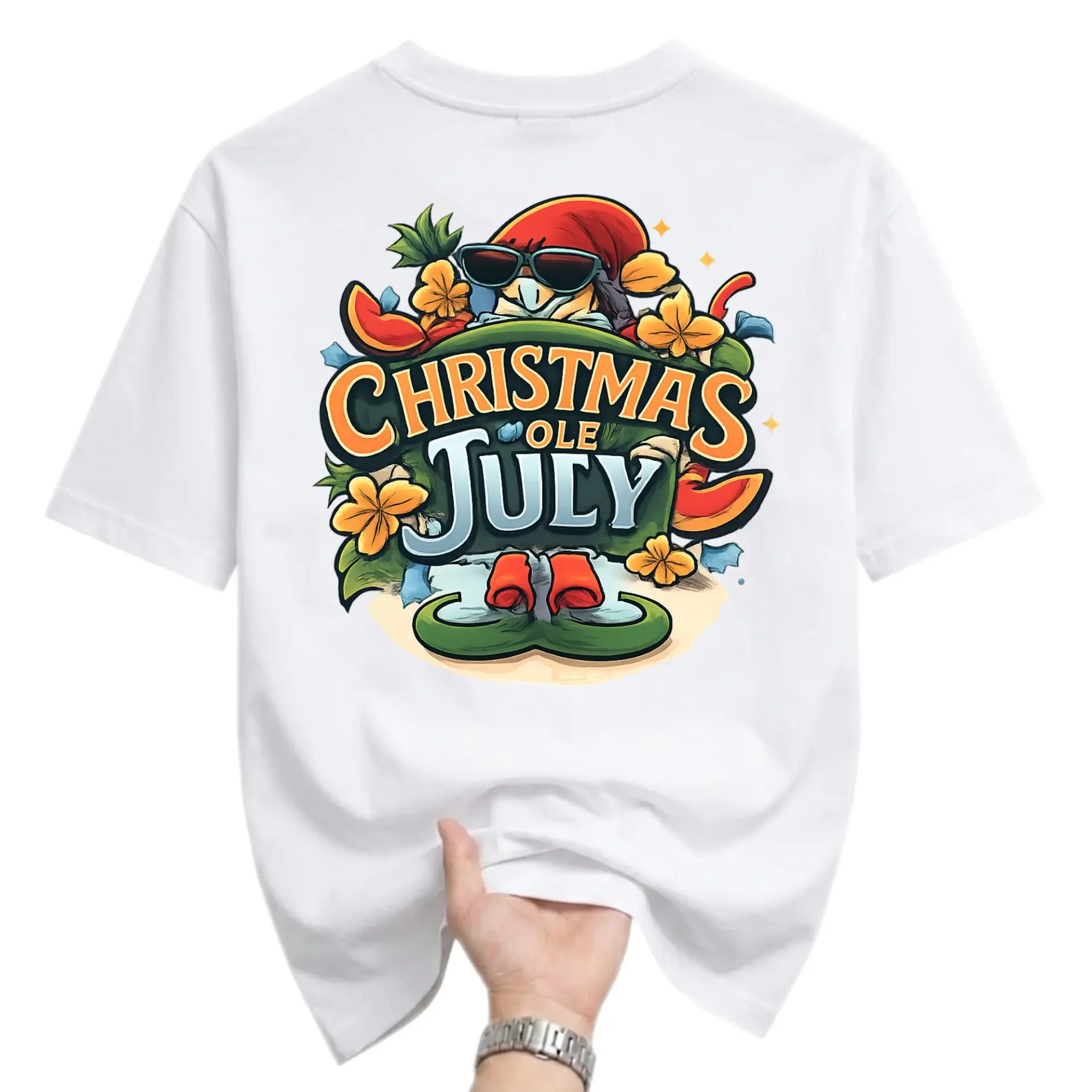 Graphic Tee Christmas in July Unisex Shirt Seasonal Tropical Beach Style
