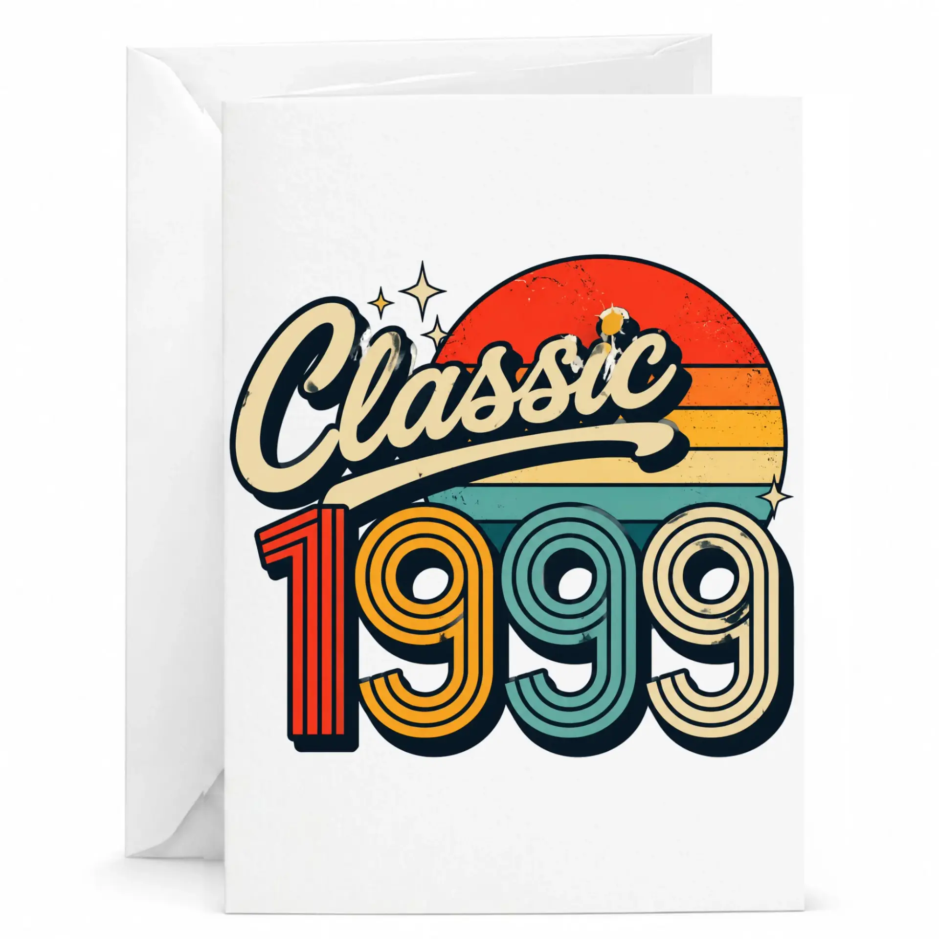 Birthday Card Classic 1999 Vintage Style Greeting Card Retro Sunset Design for Milestone Birthday Celebration