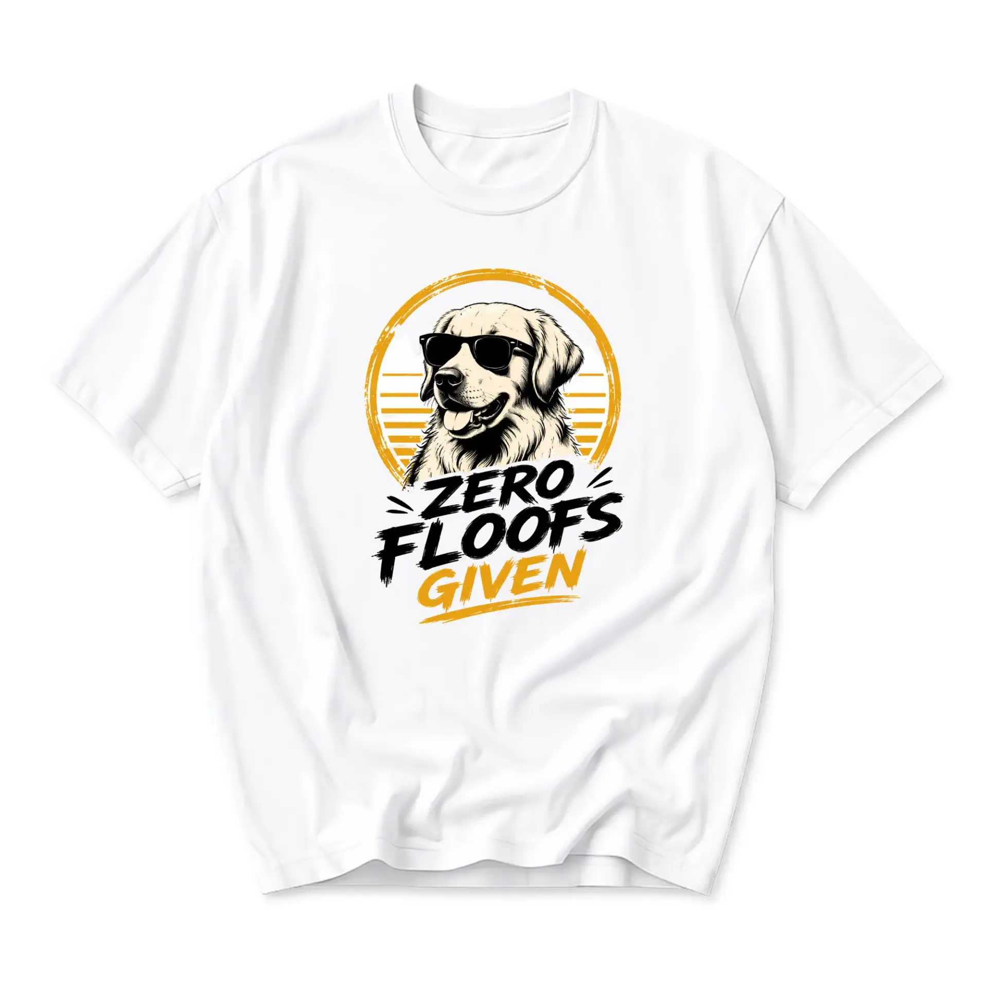 Funny Shirt Zero Floofs Given Golden Retriever Graphic Tee Unisex Crew Neck
