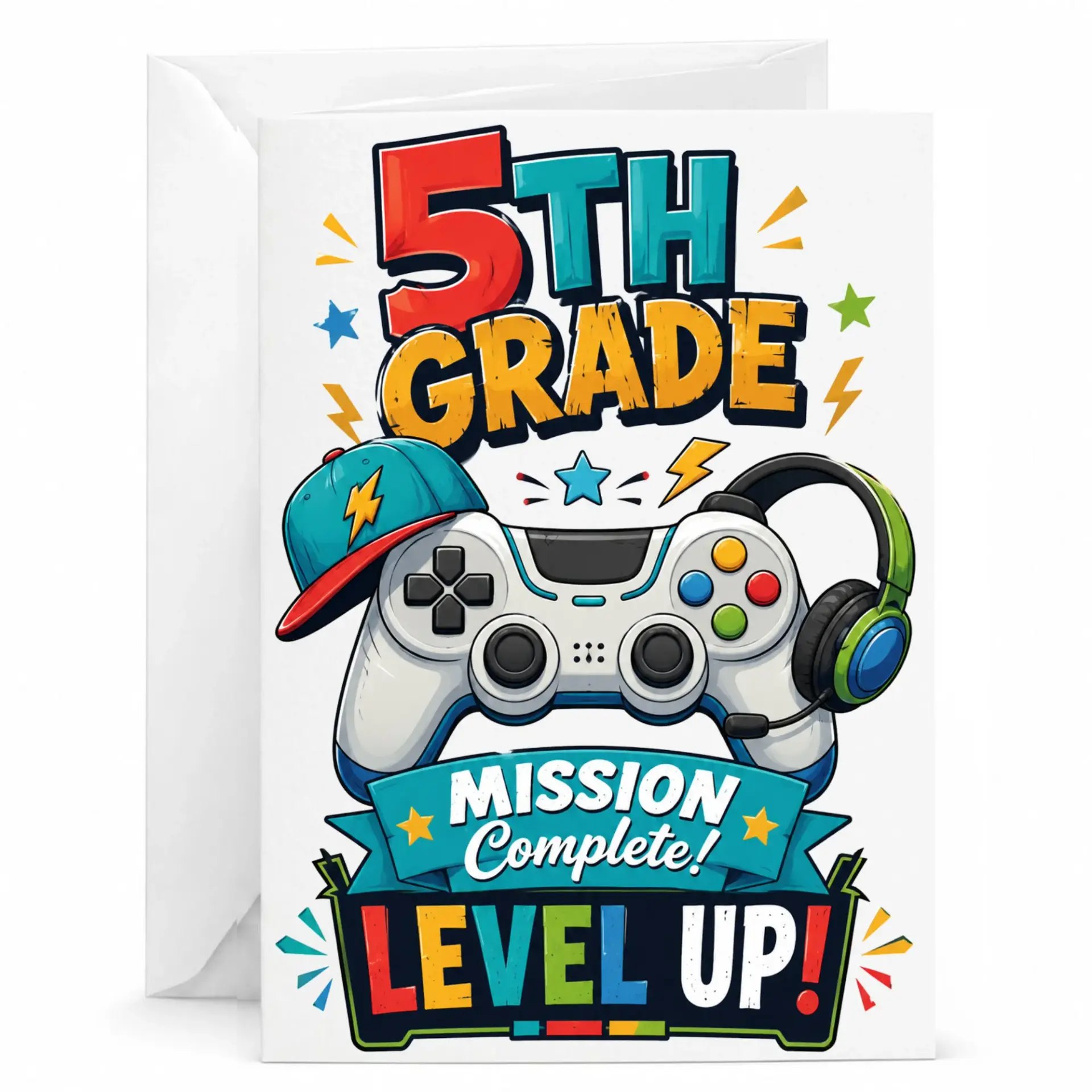 Funny Gaming Milestone Greeting Card up Congratulations for Accomplishment 5th Achievement Note