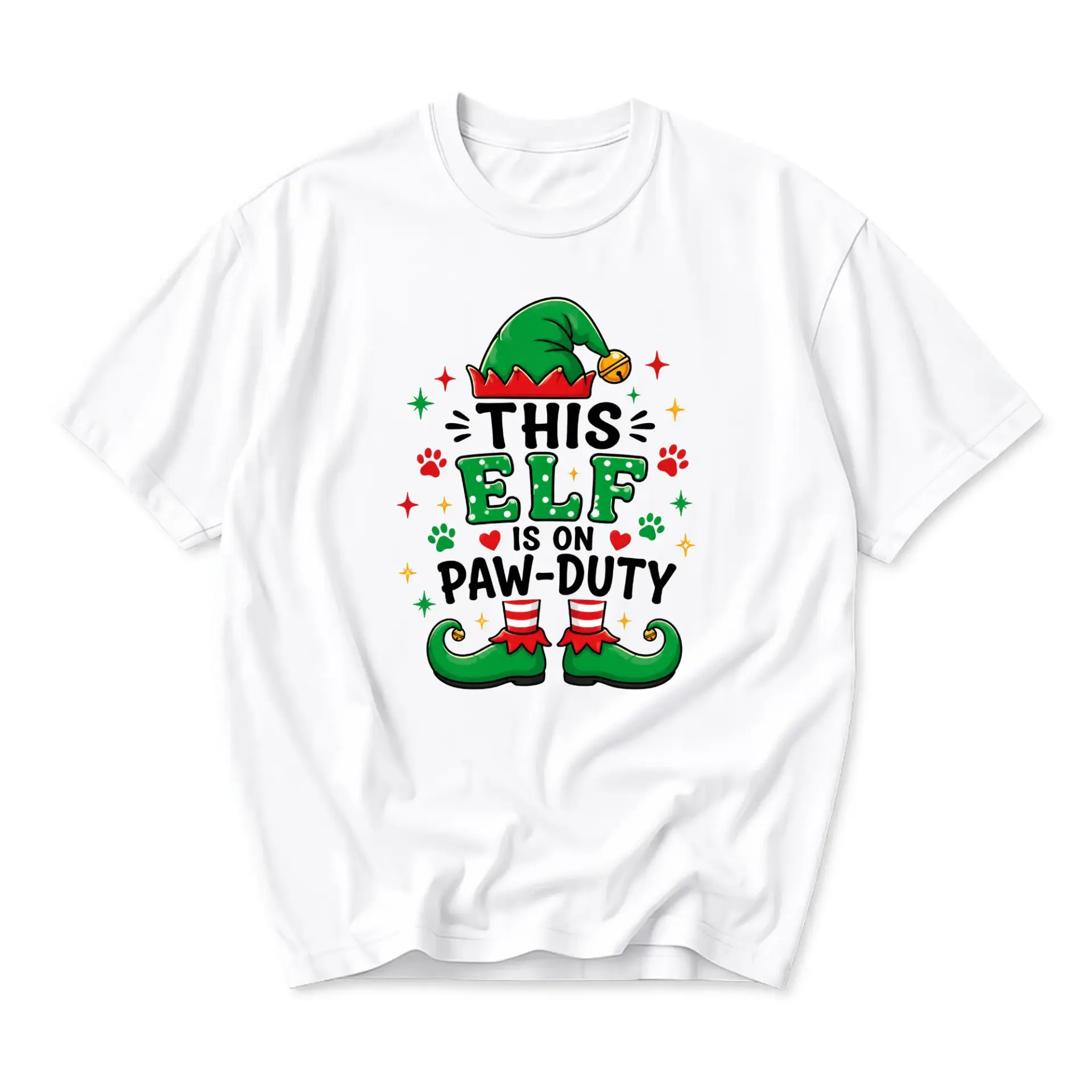 Funny Shirt This Is on Paw Duty Graphic Tee Holiday Seasonal Casual Short