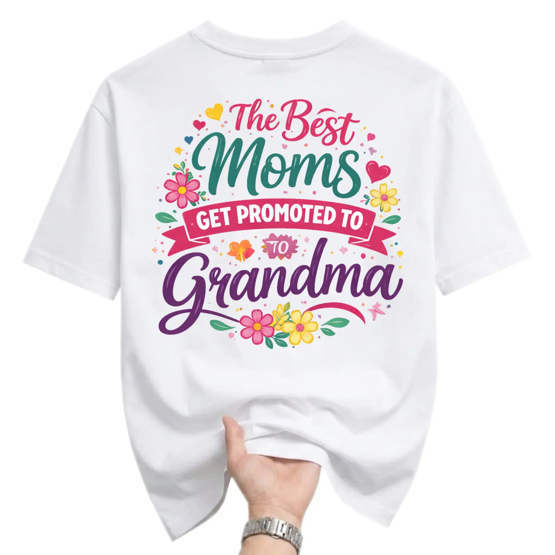 Graphic Tee the Best Moms Get Promoted to Grandma Floral Print Unisex Crew