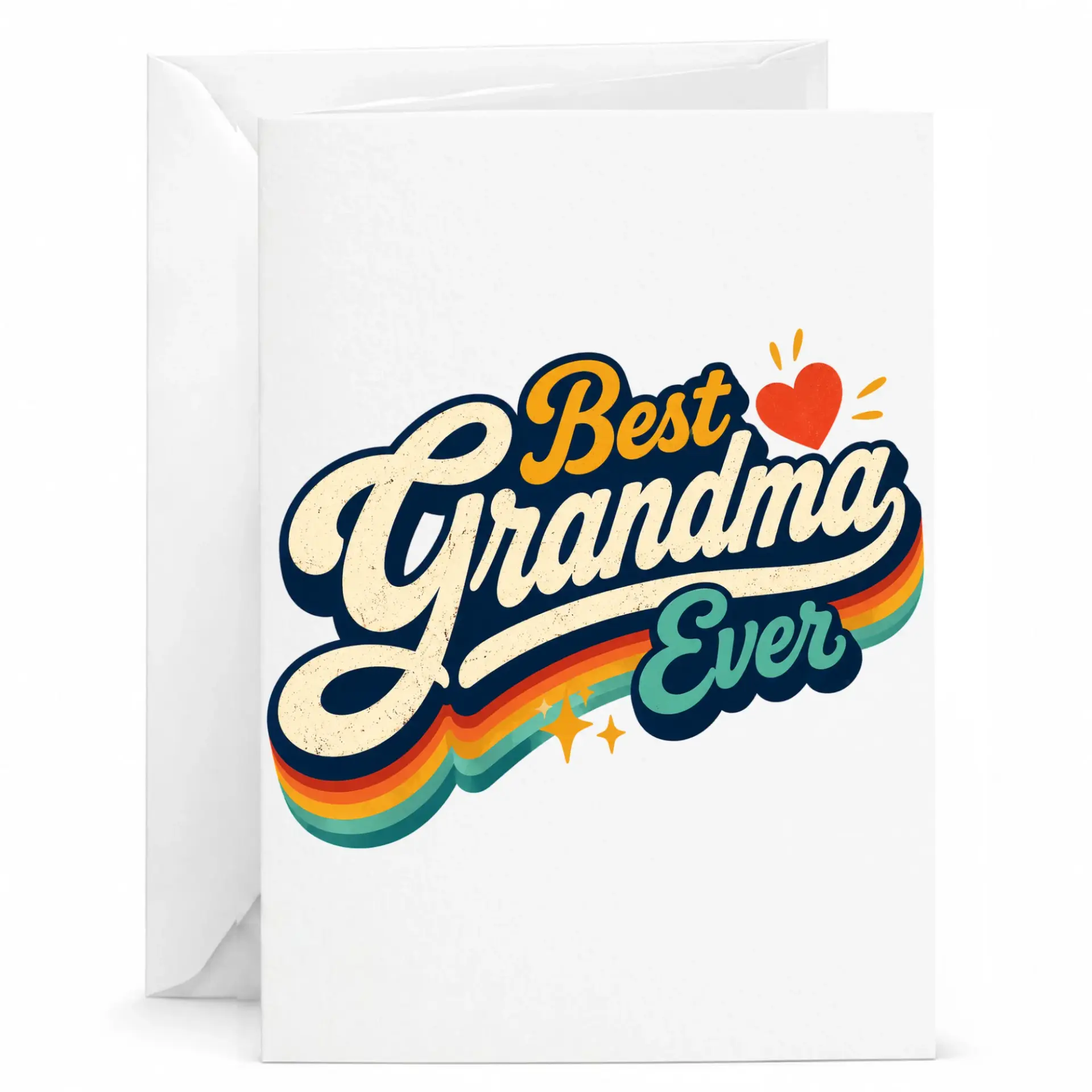 Personalized Best Grandma Ever Greeting Card Vintage Retro Rainbow Style