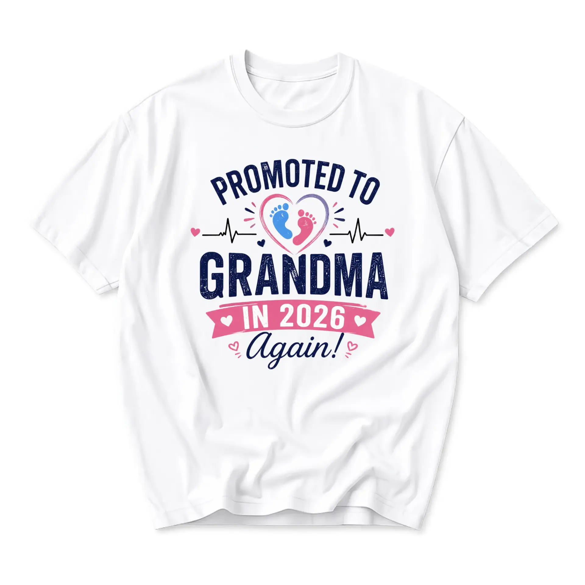 Graphic Tee Promoted to Grandma in 2026 Again Unisex Crew Neck Soft Cotton