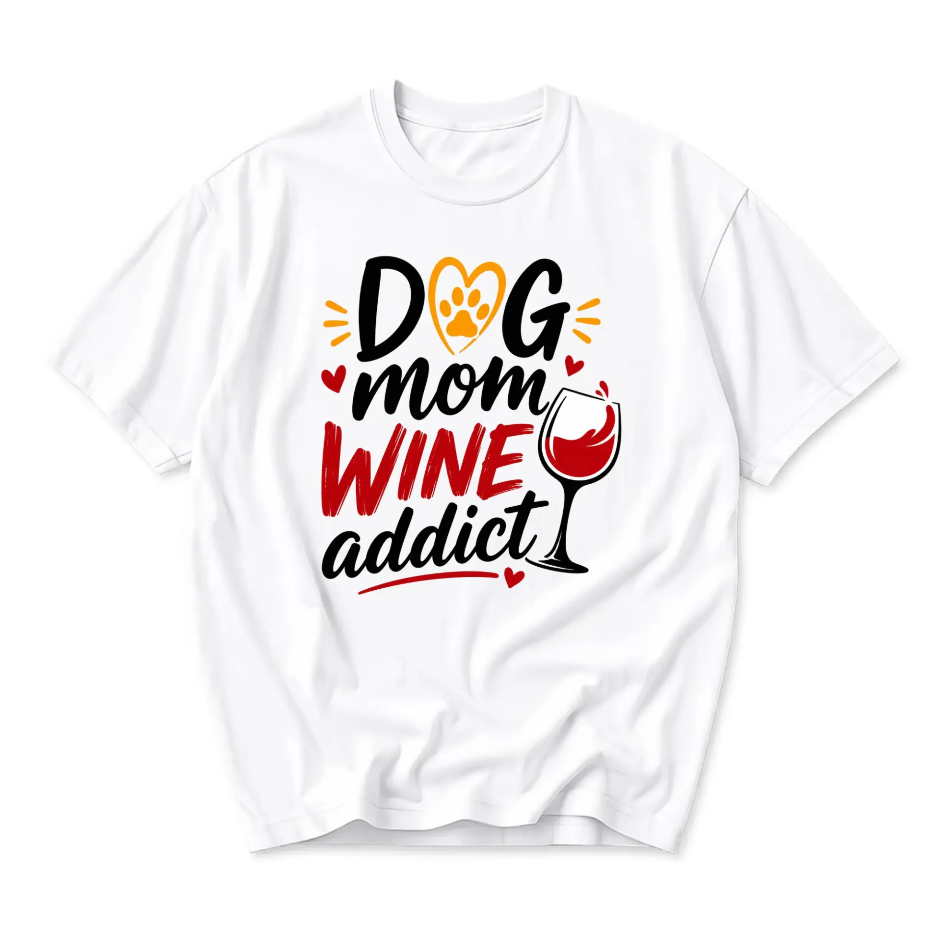 Graphic Tee Dog Mom Wine Funny Shirt Unisex Casual Crew Neck Comfortable
