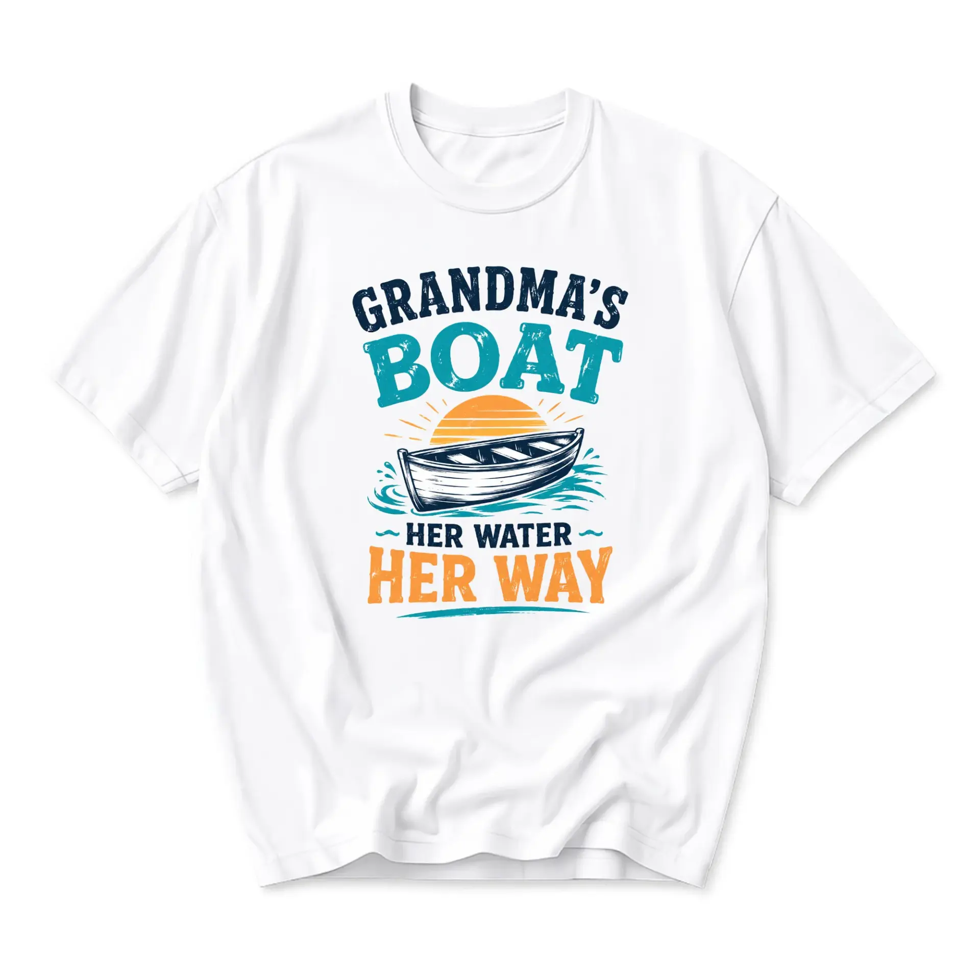 Funny Shirt Grandma's Boat Her Water Way Graphic Tee Unisex Casual Crew Neck Comfortable Summer Cotton Short Sleeve