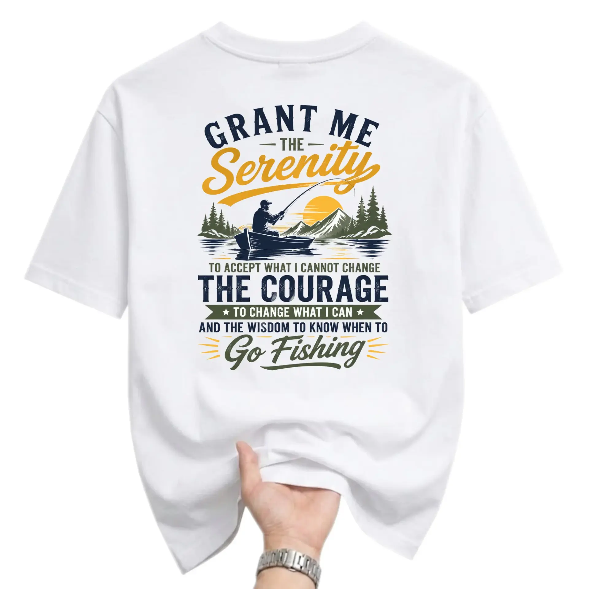 Graphic Tee Funny Fishing Serenity Quote T-Shirt for Outdoors Enthusiasts