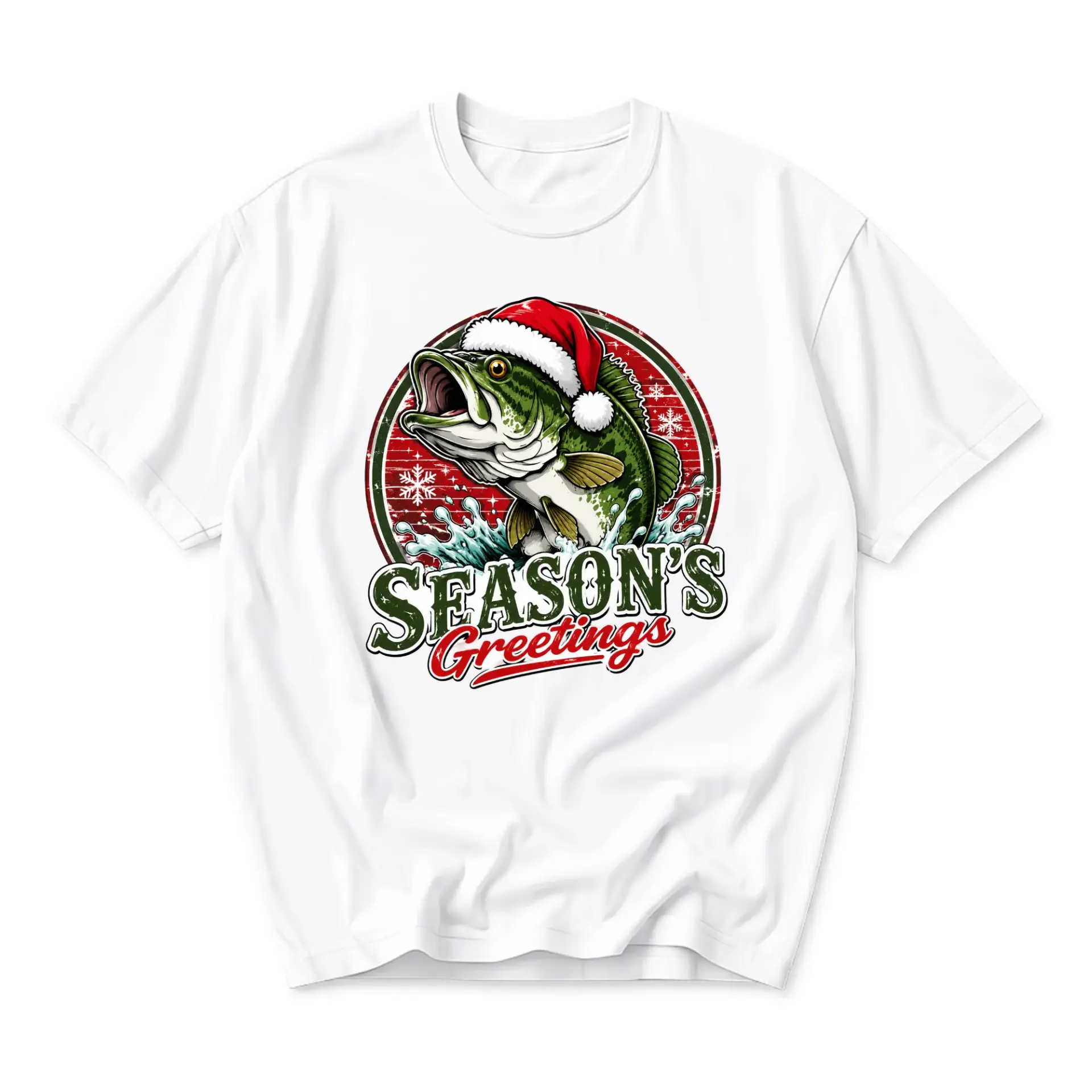 Graphic Tee Season's Greetings Fish Holiday Unisex T-Shirt Funny Outdoors Short Sleeve Apparel