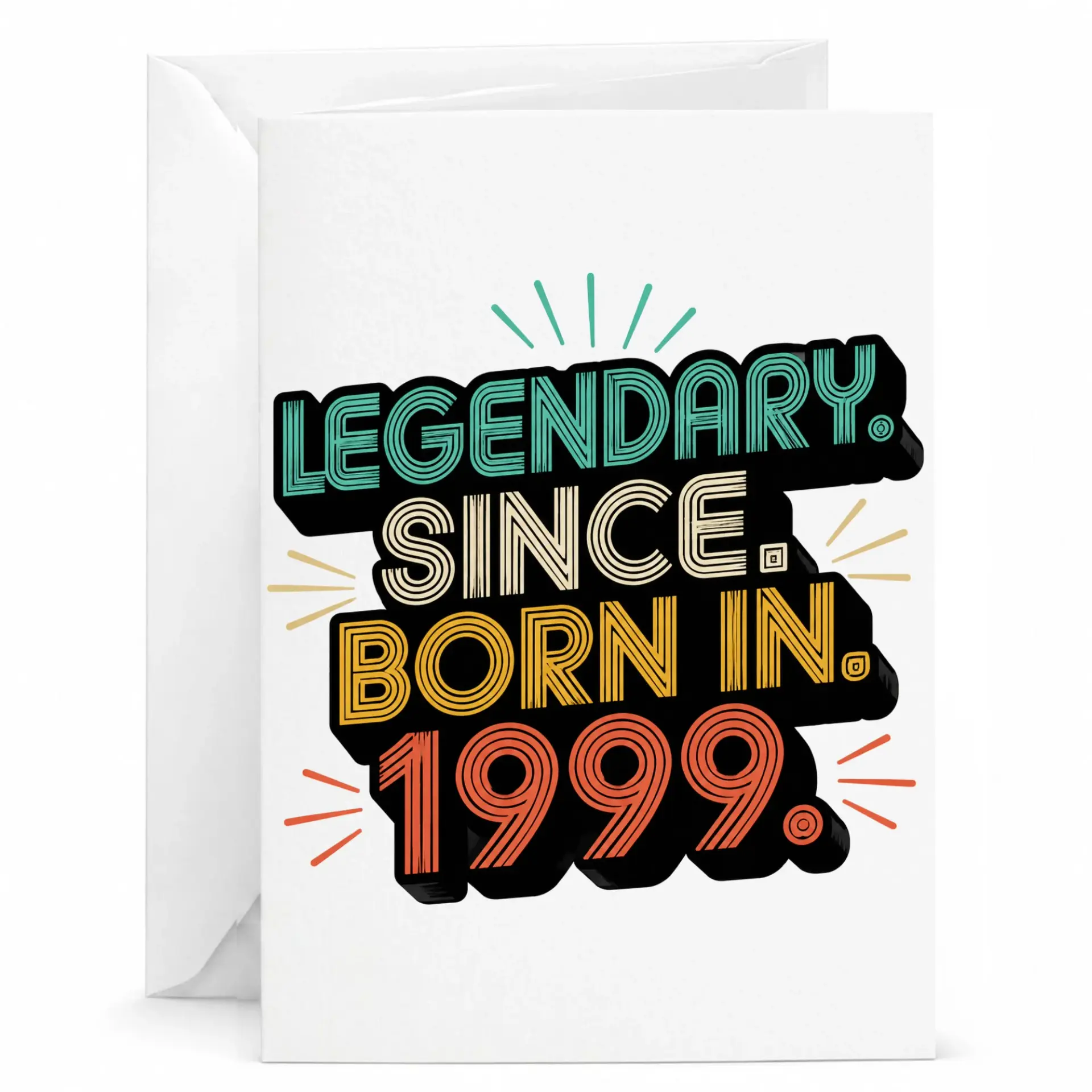 Birthday Card Legendary Since 1999 Vintage Retro Style Greeting Card for Milestone Celebrations and Birth Years