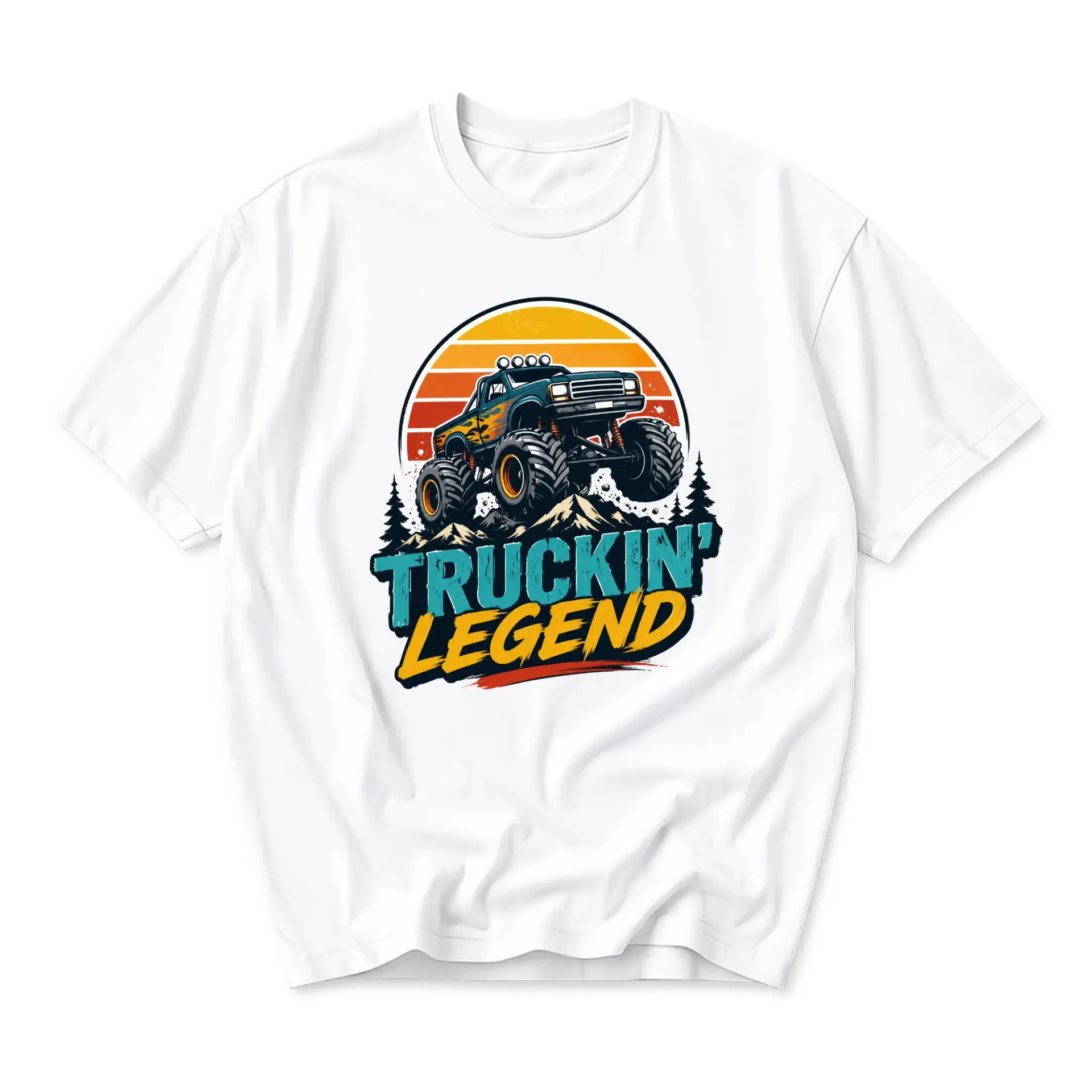 Graphic Tee Truckin' Legend Off Road Vehicle Print Unisex Crew Neck Casual Everyday Shirt for Outdoor Enthusiasts