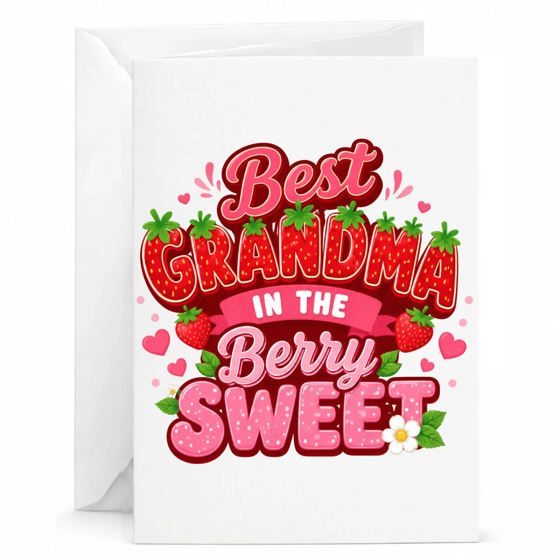 Best Grandma in the Sweet Greeting Card Funny Fruit Themed Note for Grandmother 5x7 Folded Stationery