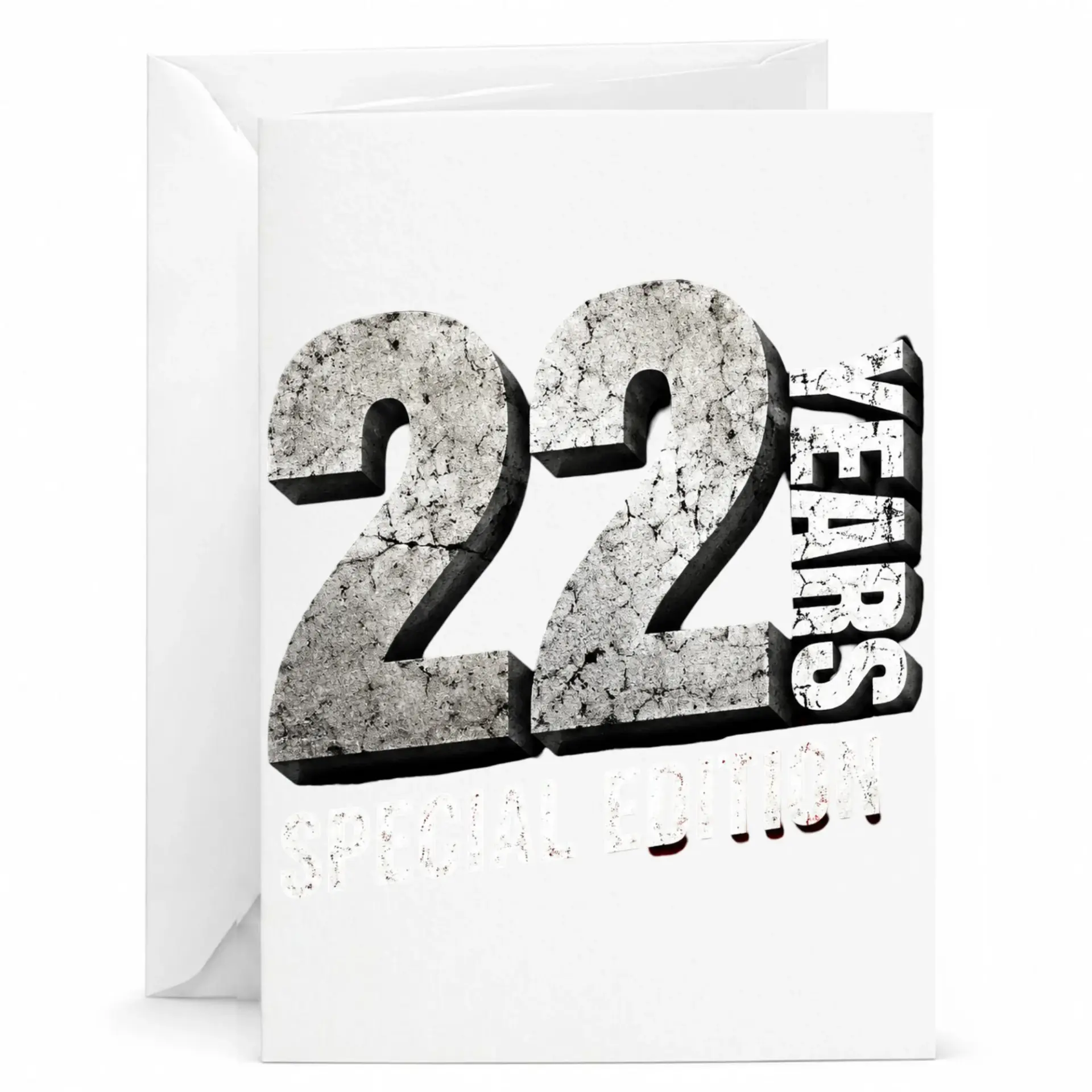Greeting Card 22 Years Special Edition Anniversary Birthday Celebration Note Featuring Aged Concrete Style Number