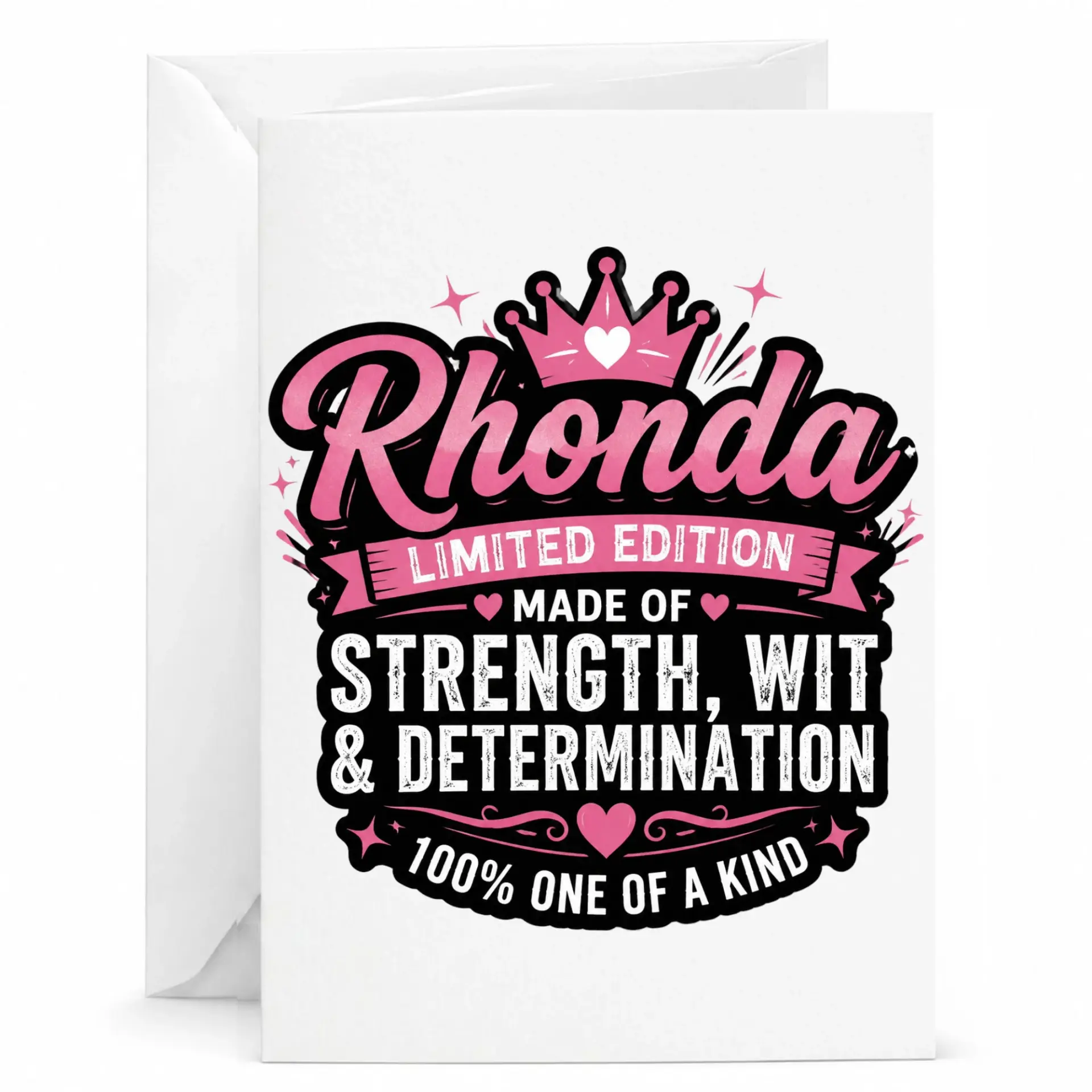 Greeting Card for Rhonda Personalized Limited Edition Birthday Appreciation Note with Strength Wit and Determination Theme