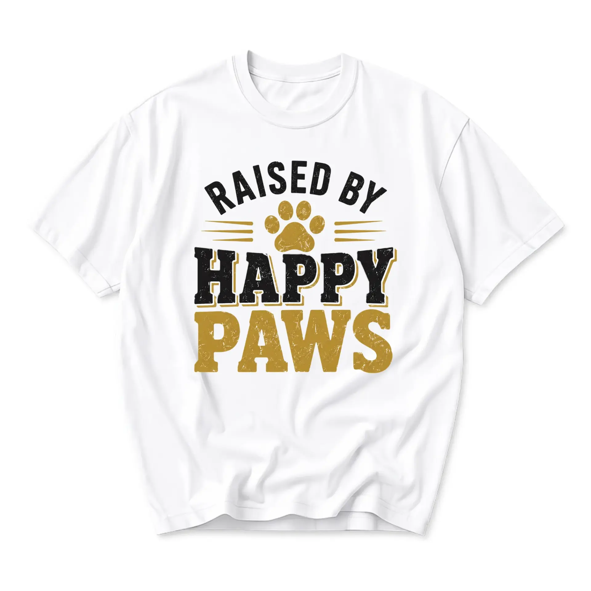 T-shirt Raised by Happy Paws Graphic Tee Funny Dog Lover Gift Casual Unisex