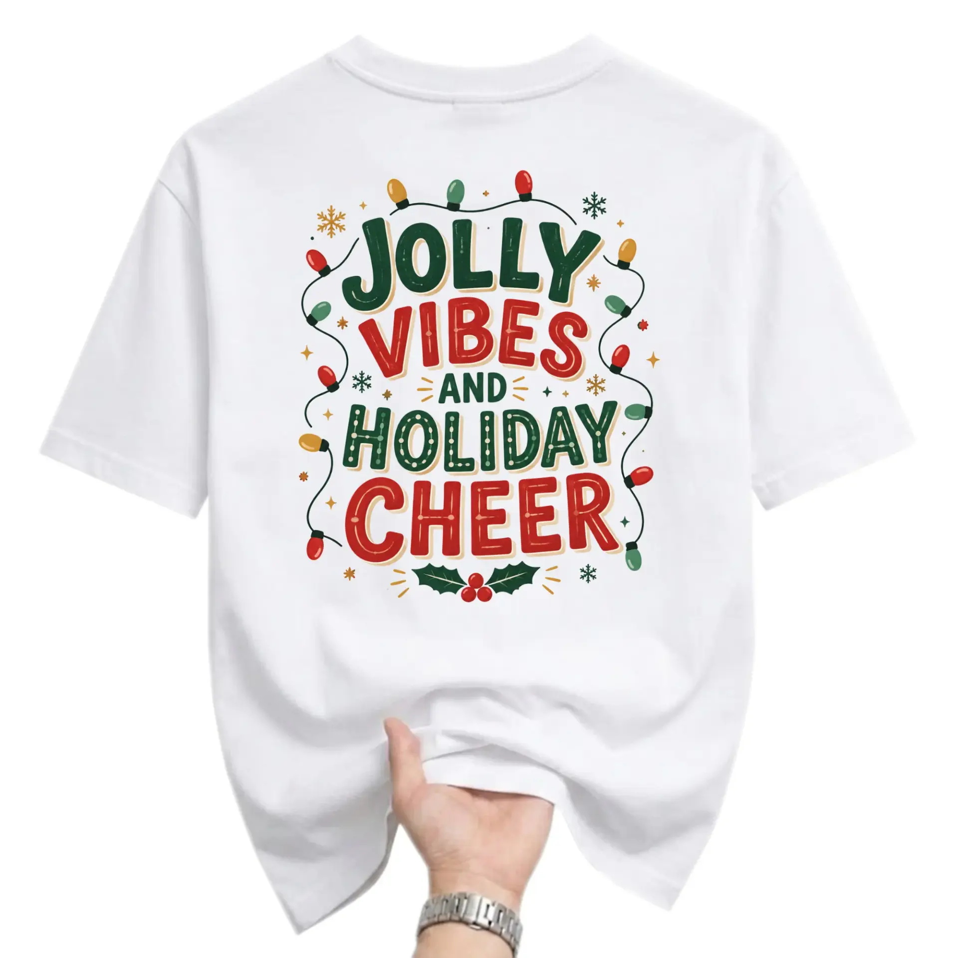 Graphic Tee Jolly Vibes and Holiday Cheer Christmas Season Shirt Festive Winter Apparel for Casual Everyday Outfit Wear