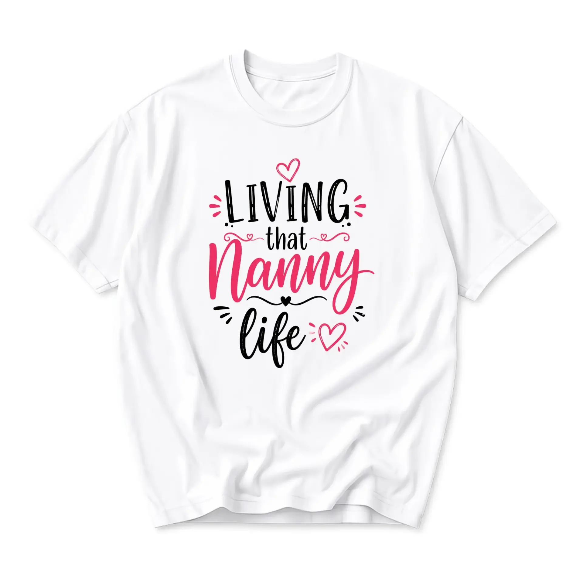 Funny Shirt for Nanny Living That Life Graphic Tee Casual Unisex Crew Neck