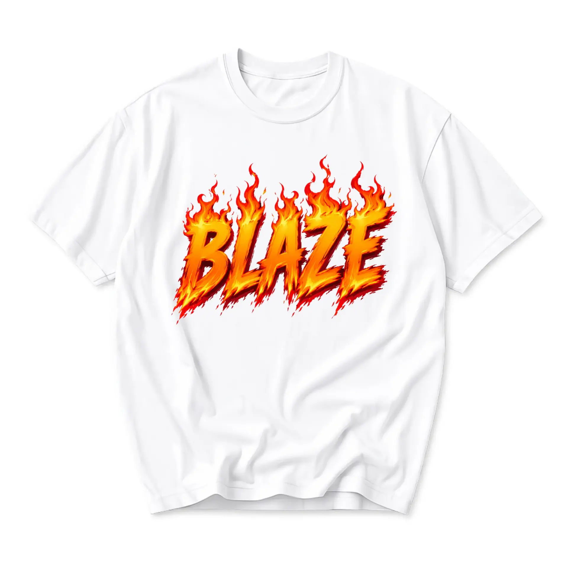 Graphic Tee Blaze Flaming Typography Print Unisex Crew Neck Shirt for Casual Wear Everyday Style Comfortable Cotton