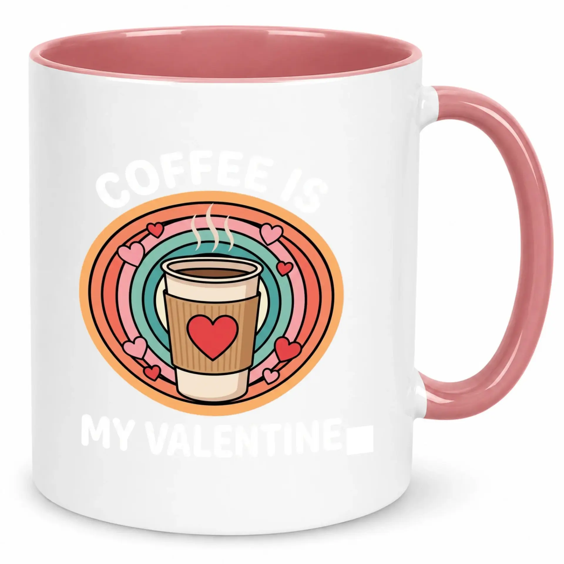 Funny Ceramic Coffee Mug 'coffee Is My Valentine' 11oz or 15oz, White with Pink Handle, Ideal Gift for Coffee Lovers