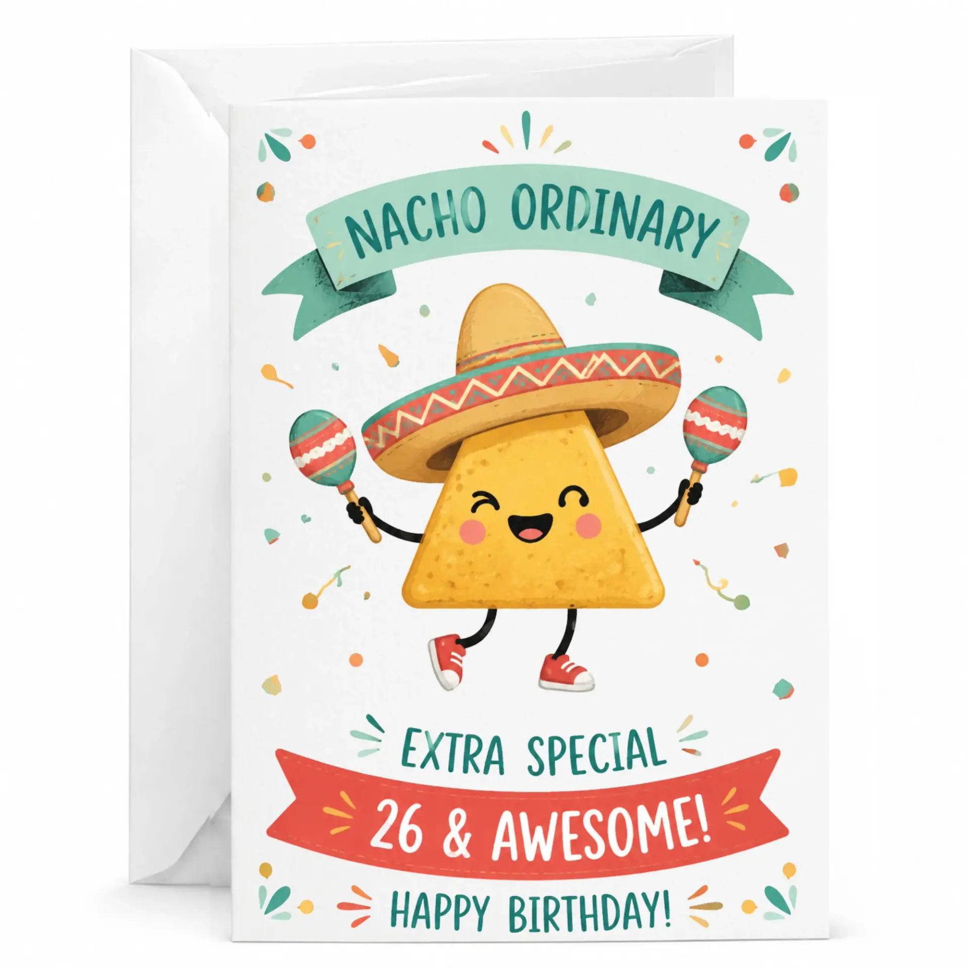 Funny Birthday Card Nacho Ordinary 26th Birthday Party Greeting Card with Envelope for Friend Coworker Partner