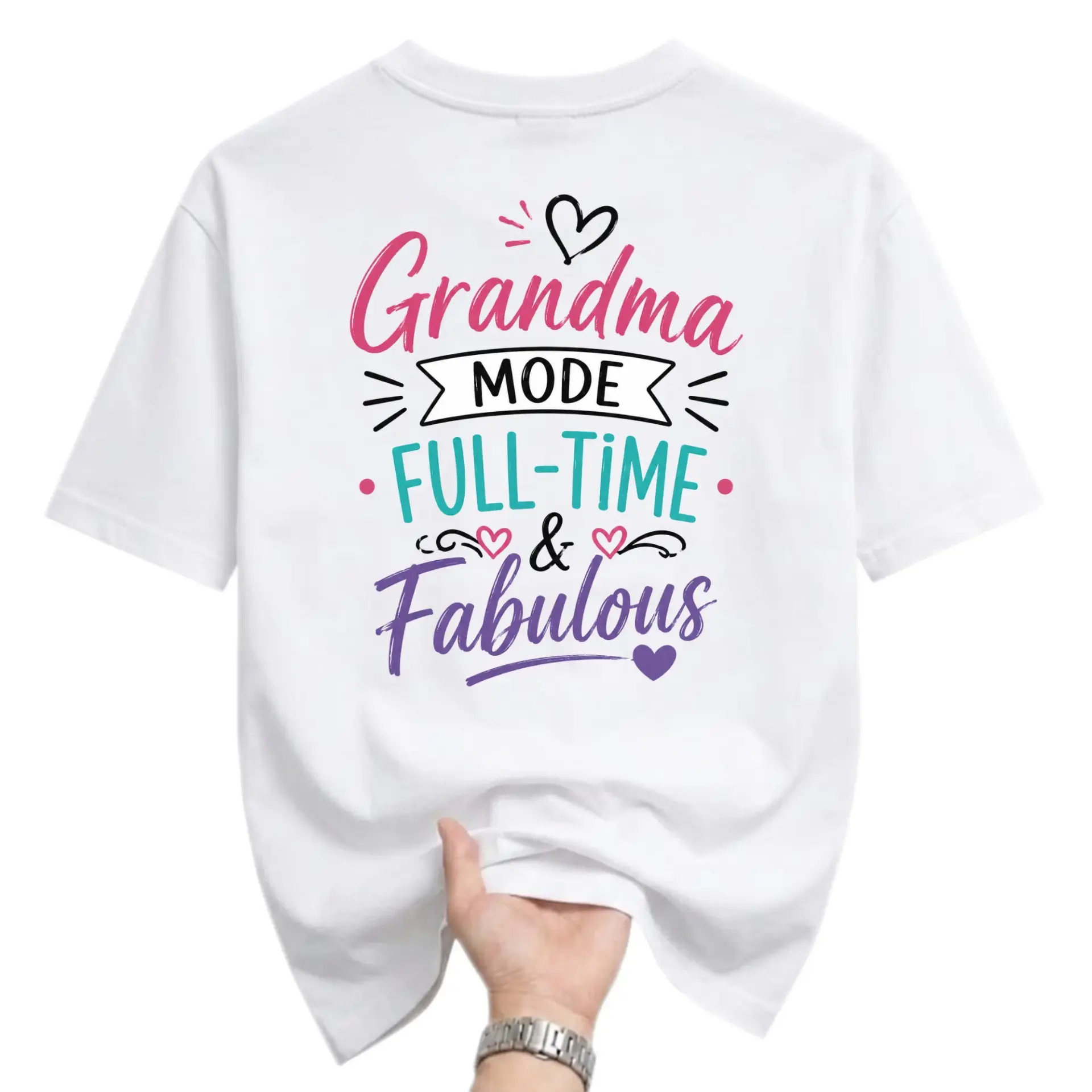 Funny Shirt Grandma Mode Full-Time and Fabulous Graphic Tee Unisex Casual Crew Neck Comfortable Cotton Blend Top