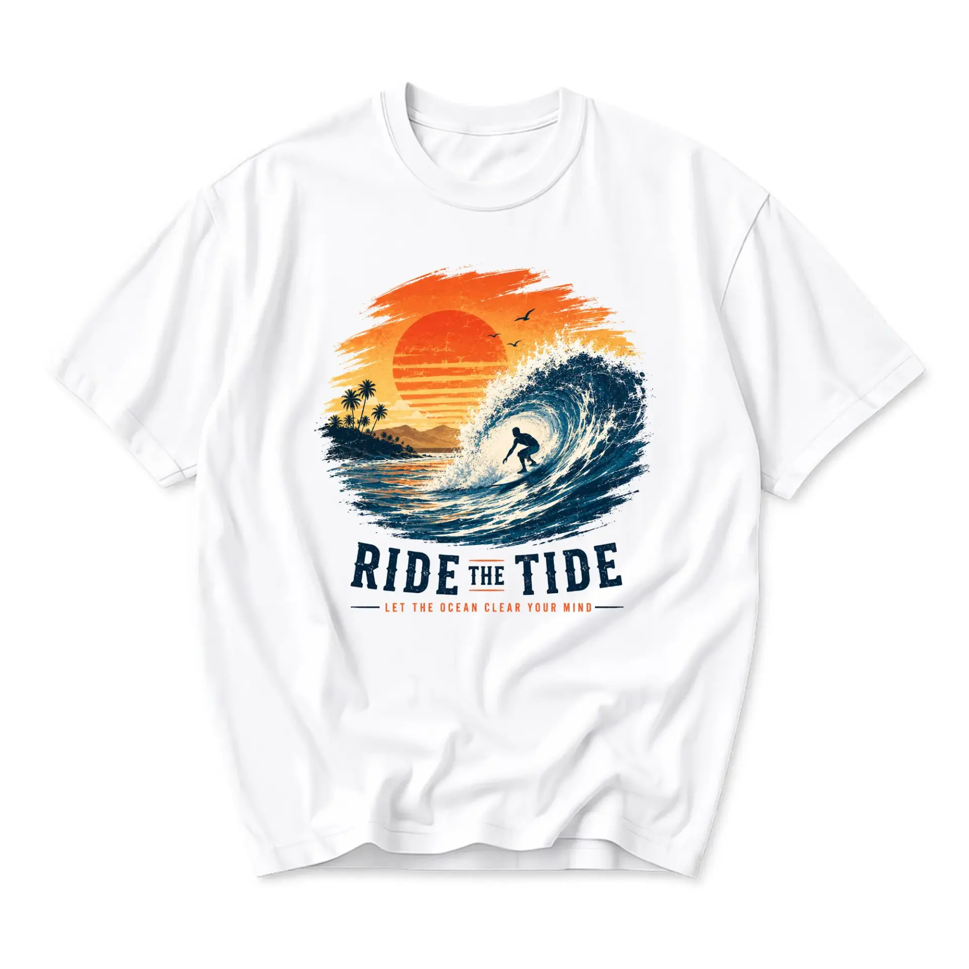 Graphic Tee Ride the Tide Surf Design Unisex Crew Neck Short Sleeve Cotton Casual Everyday Summer Beach Apparel