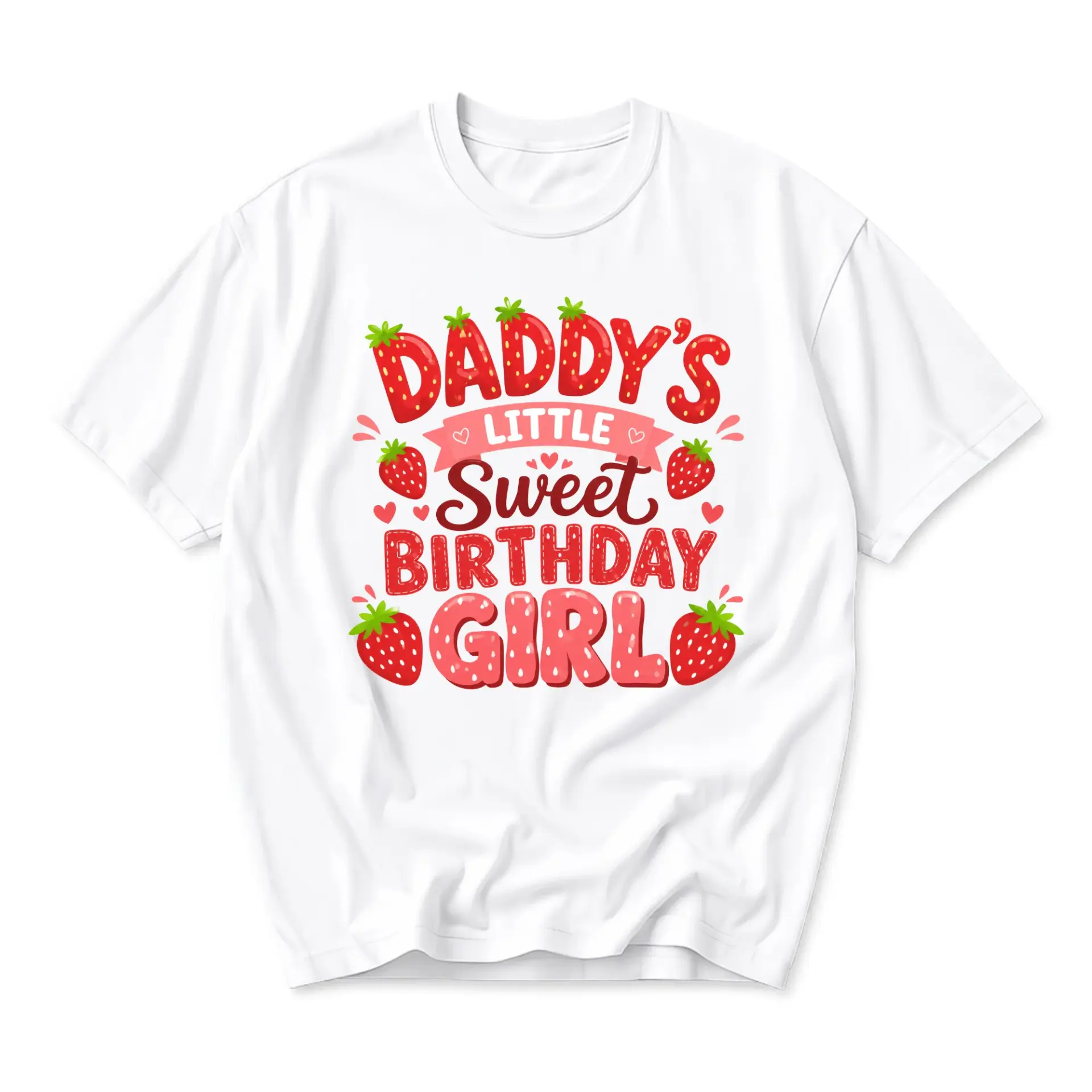 Graphic Tee Unisex Strawberry Birthday Celebration Shirt Cute Fruit Print Casual Cotton Blend Crew Neck Apparel
