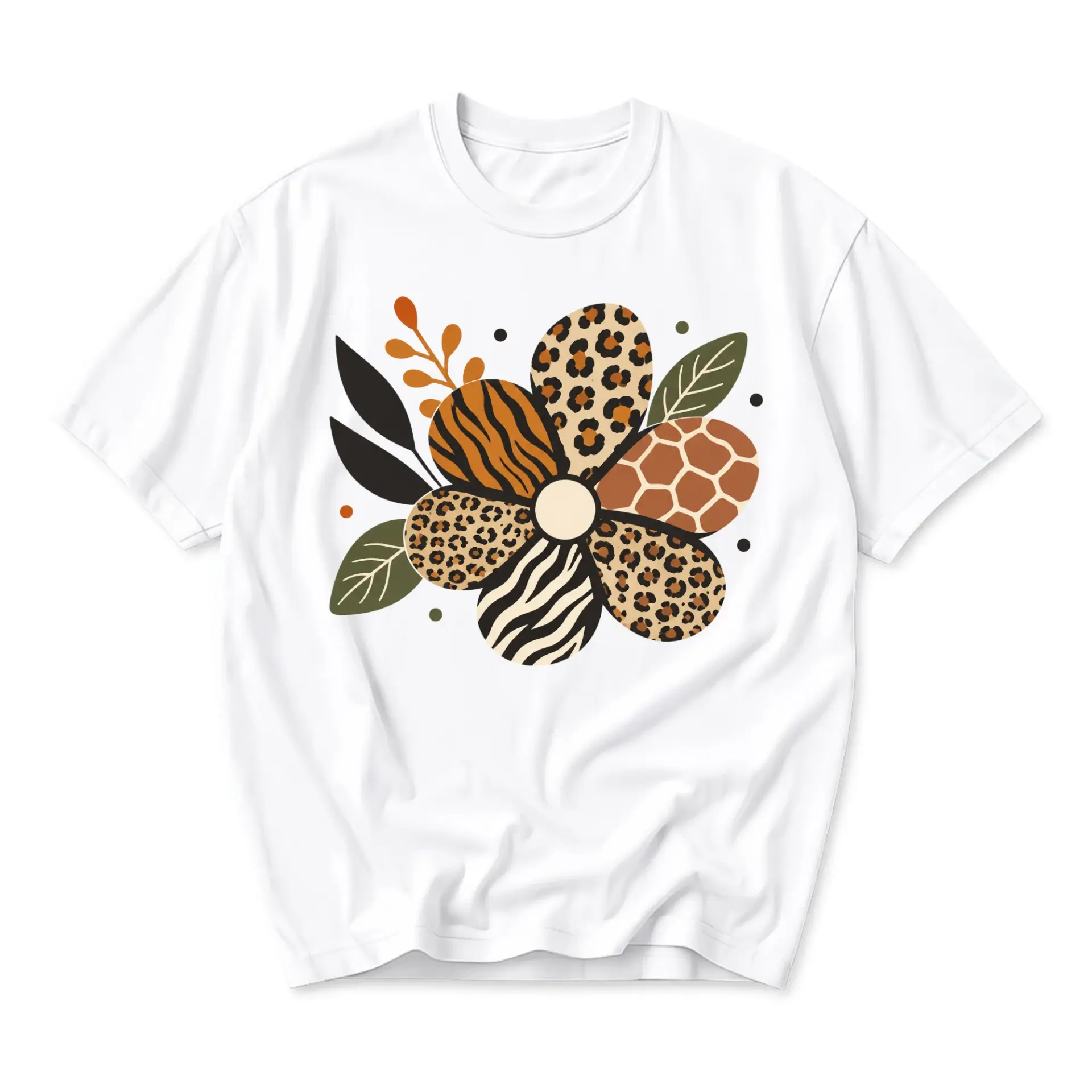 Graphic Tee Unisex Print Flower Floral Design Casual Short Sleeve Cotton